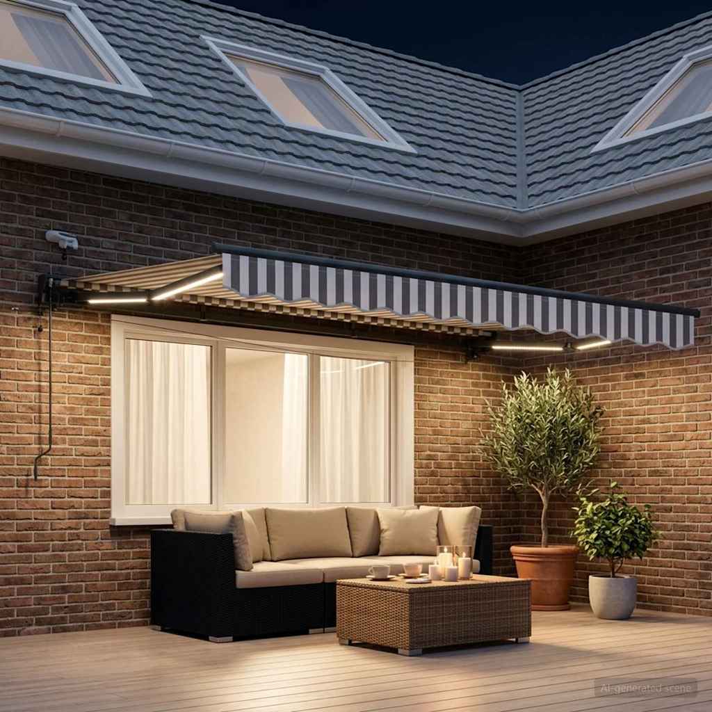 Elektromos Kihúzható Napernyő Világosszürke és fehér 3 x 2 m