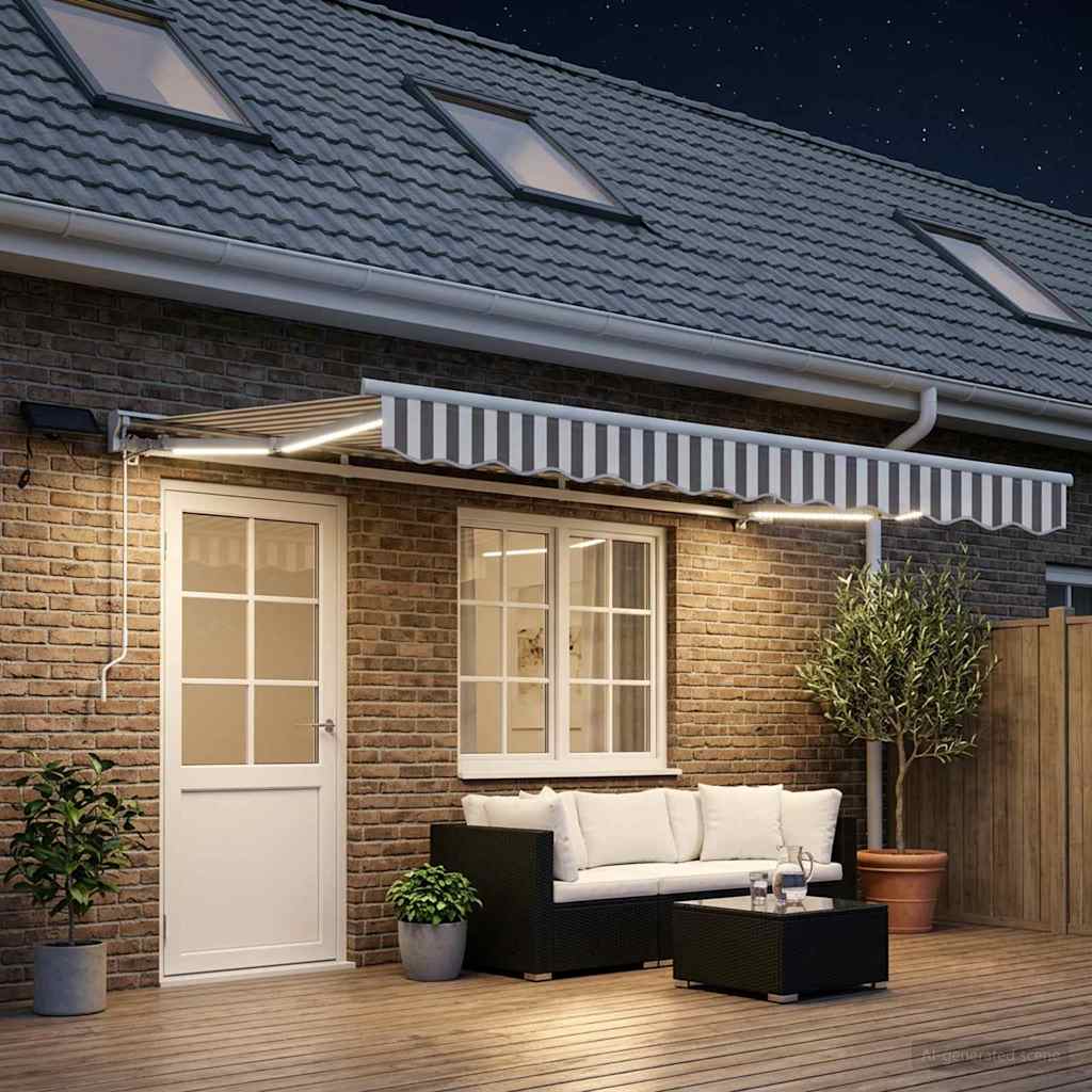 Kézi napellenző keret LED világítással 4 × 3 m