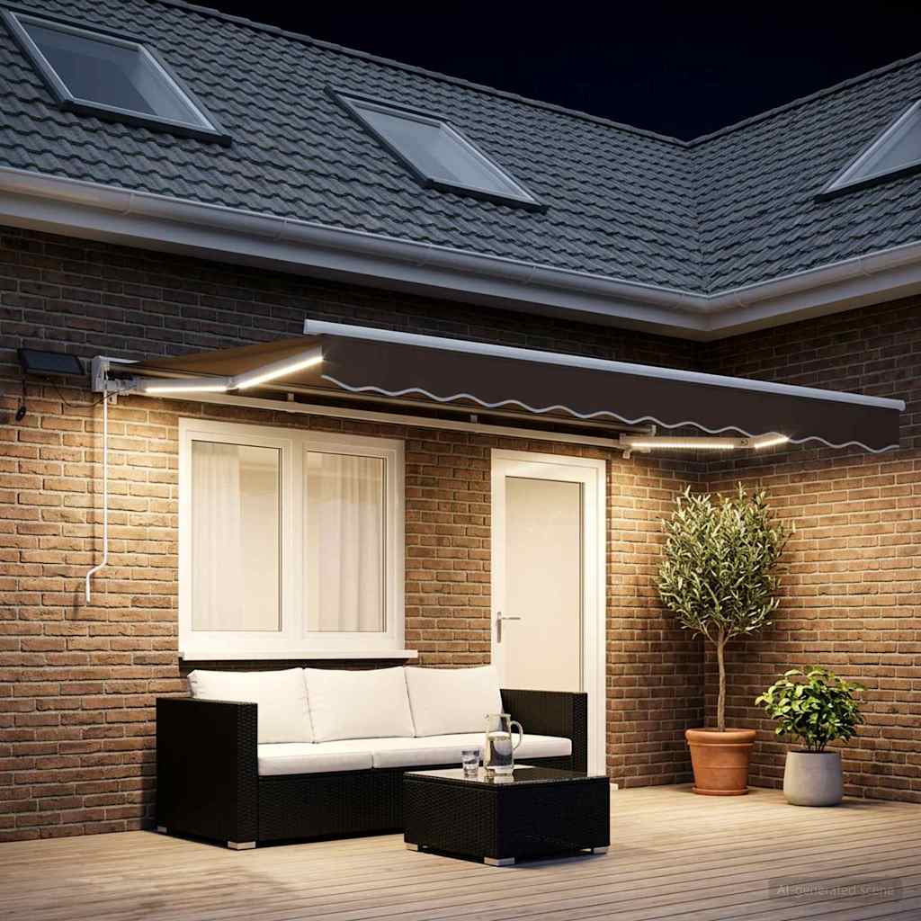 Kézi napellenző keret LED világítással Tópszínű 4,5 × 3,5 m