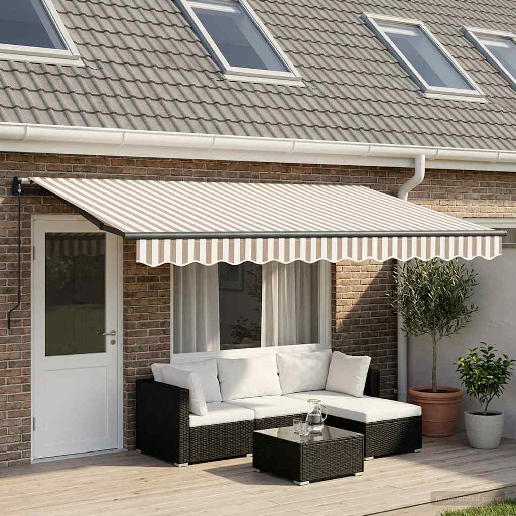 Behúzható napellenző Világosszürke és fehér 500 × 300 cm