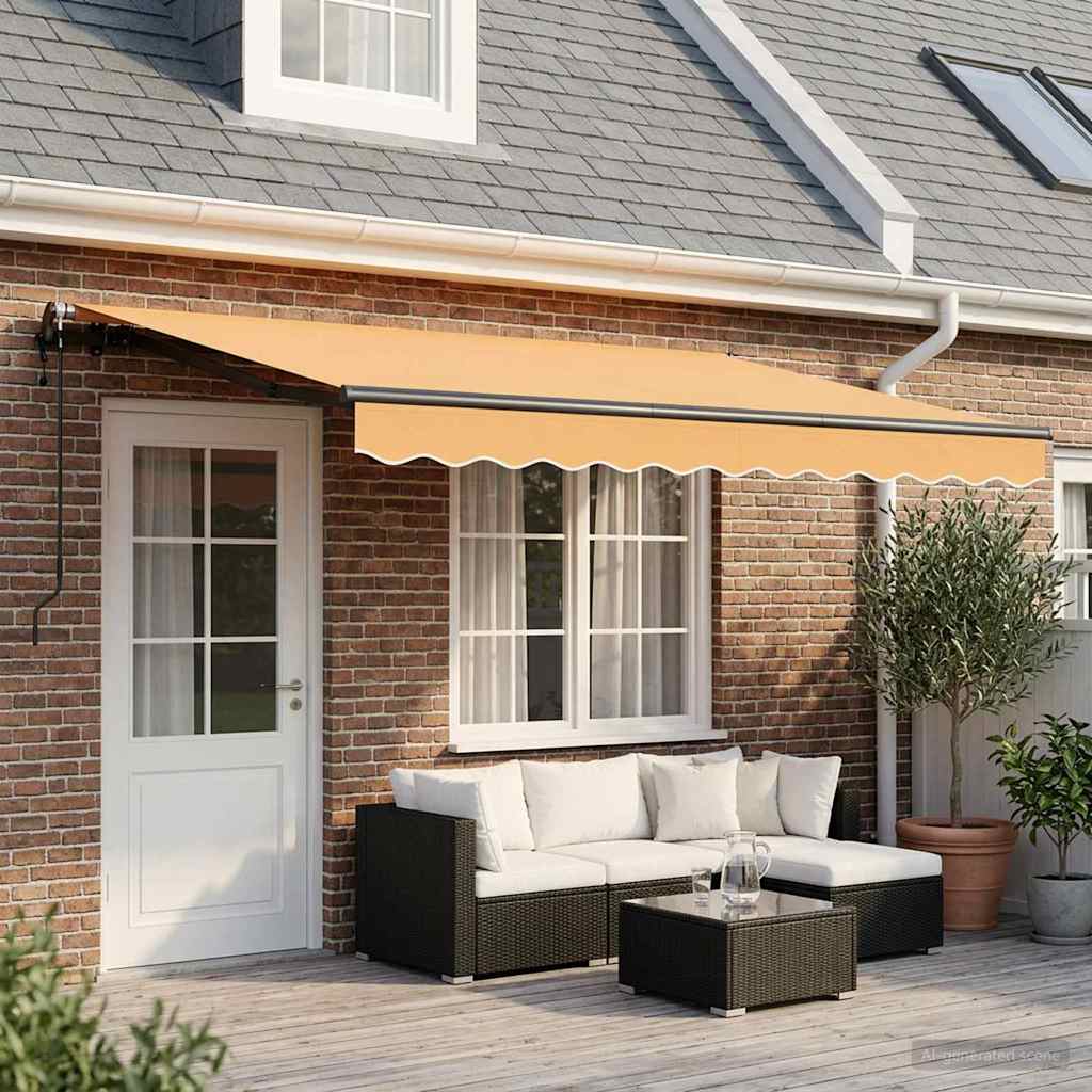 Behúzható napellenző Homokszín 450 × 300 cm Szövet és Alumínium