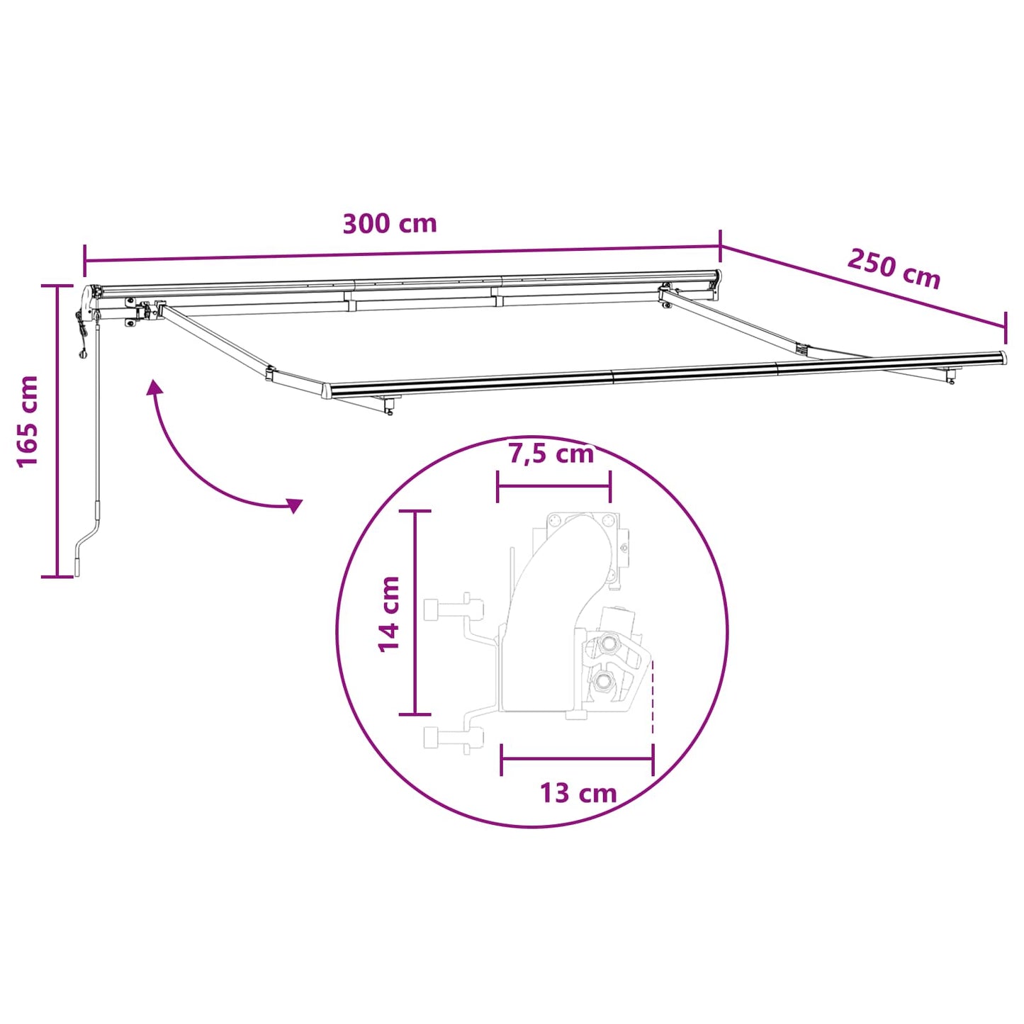 Behúzható napellenző Tópszínű 300 x 250 cm Szövet és Alumínium