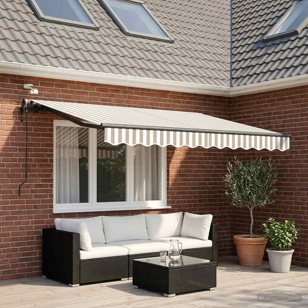 Behúzható napellenző Világosszürke és fehér 350 x 250 cm