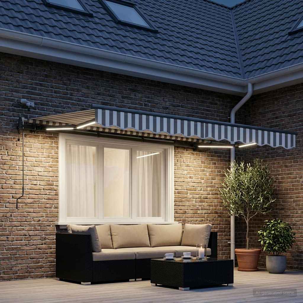 Behúzható napellenző Világosszürke és fehér 300 x 250 cm