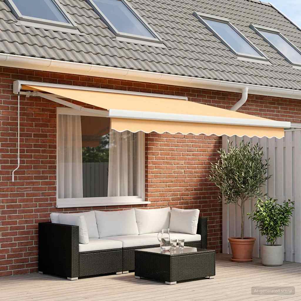 Behúzható napellenző Homokszín 350 x 250 cm Vászon és Alumínium