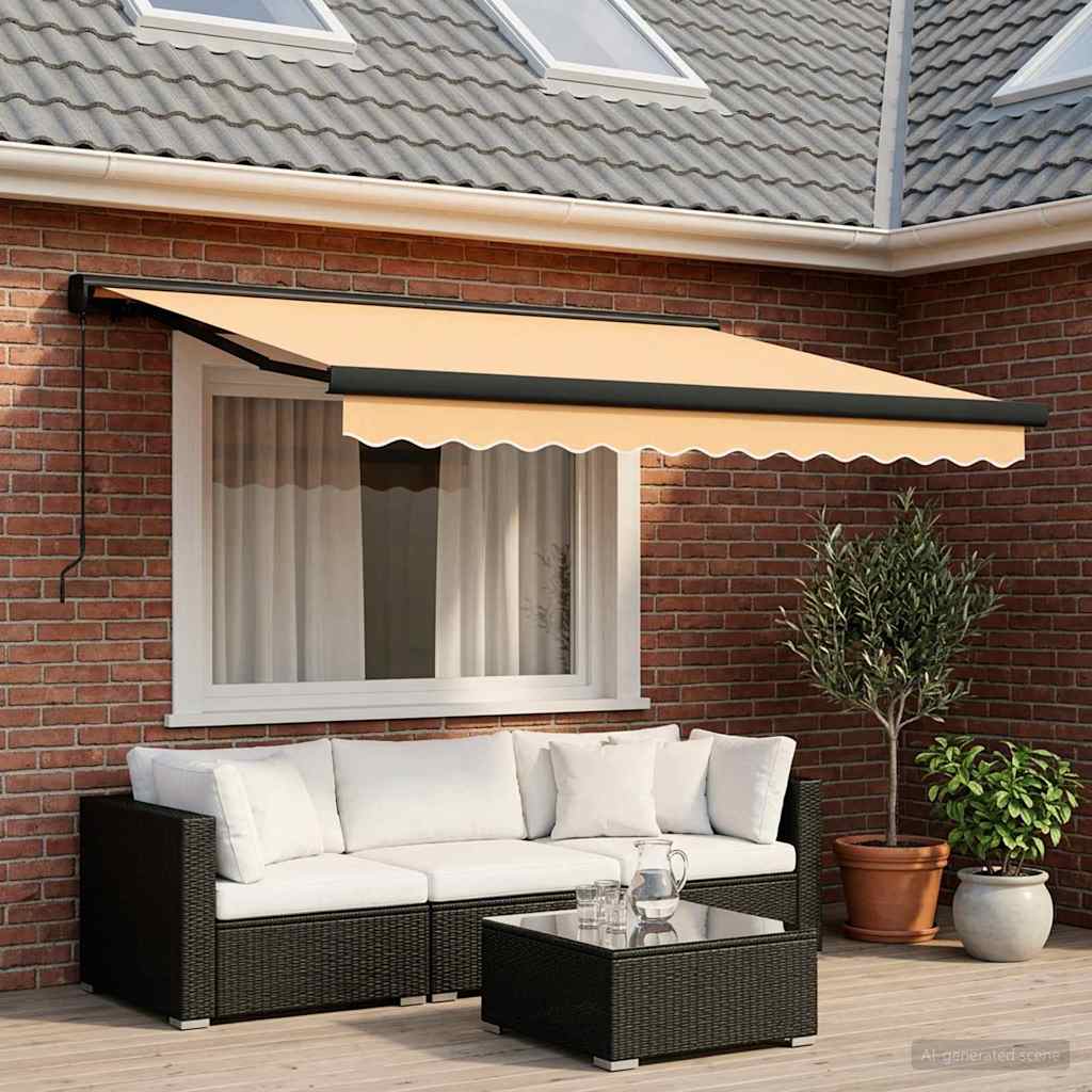 Behúzható napellenző Homokszín 350 x 250 cm Vászon és Alumínium
