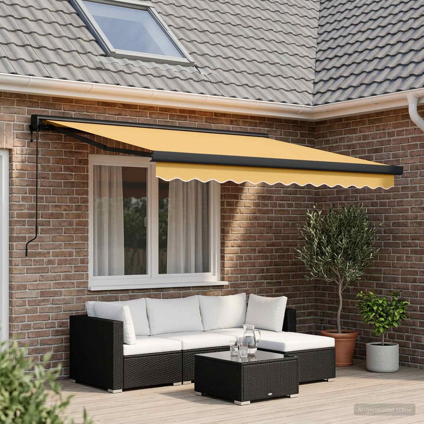 Behúzható napellenző Homokszín 300 x 250 cm Szövet és Fém