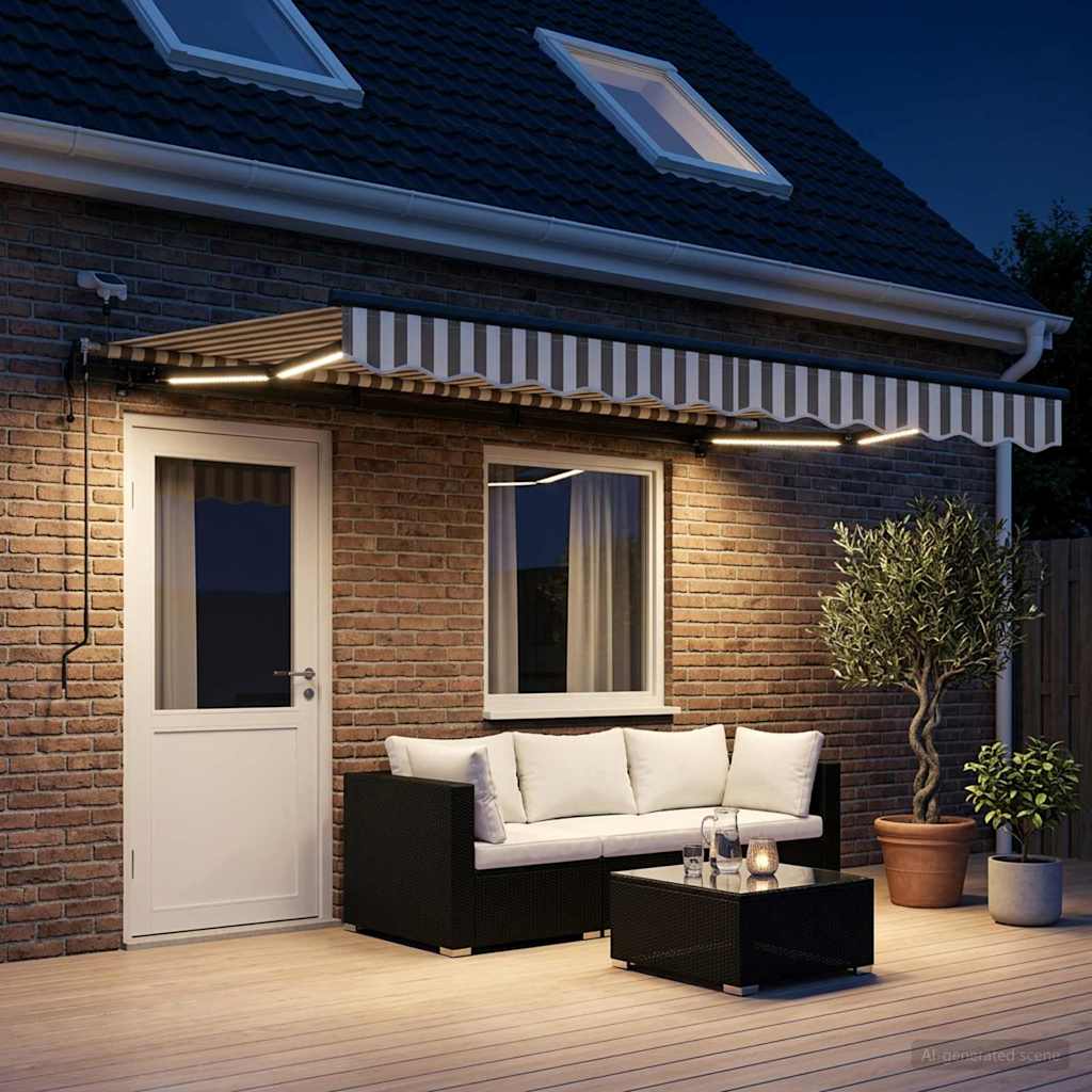 Behúzható napellenző Világosszürke és fehér 500 × 350 cm