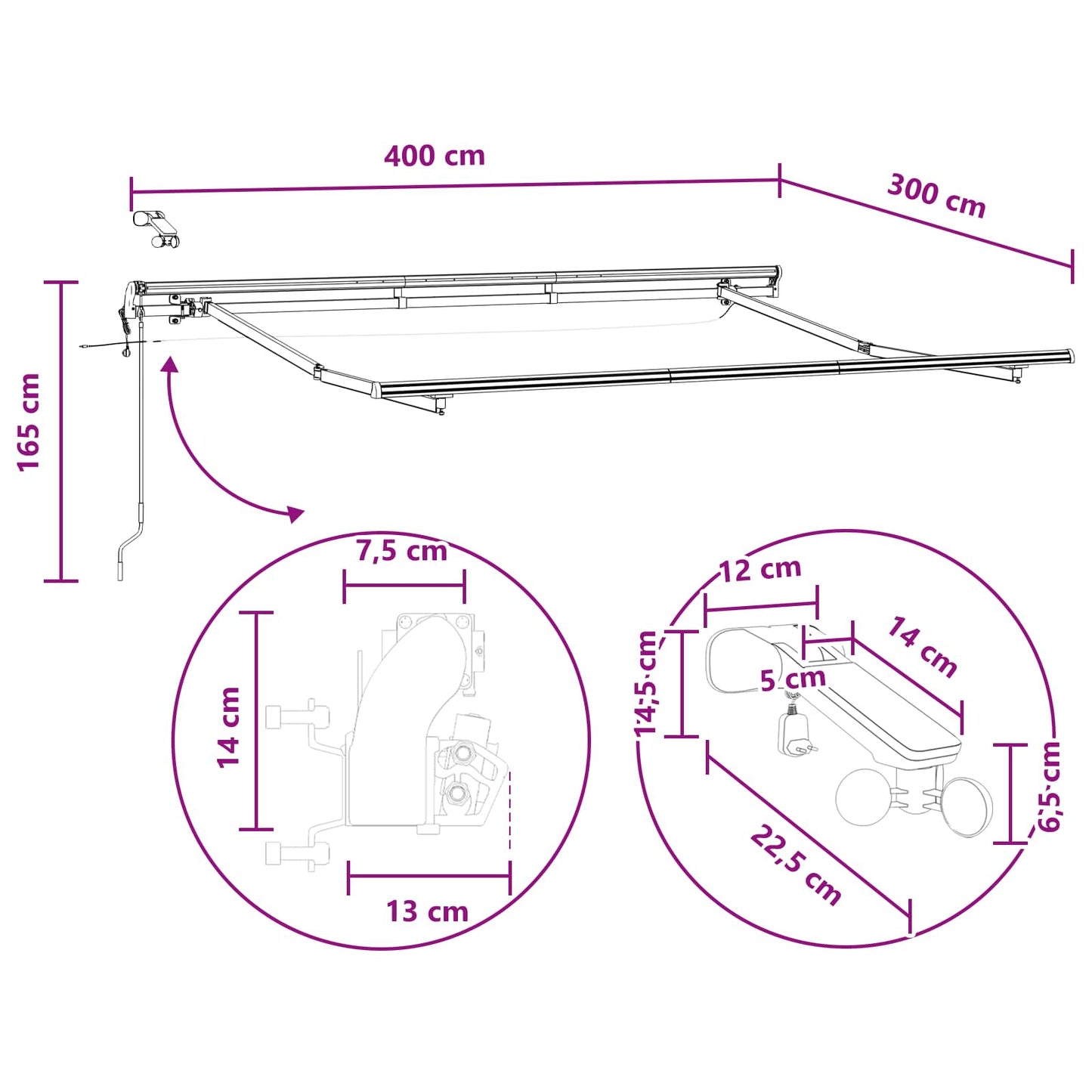 Napernyő Anyag Világosszürke és fehér 400 × 300 cm Poliészter