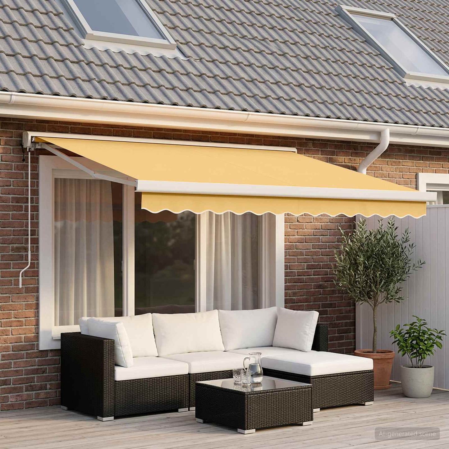 Behúzható napellenző Homokszín 400 × 300 cm Szövet és Fém