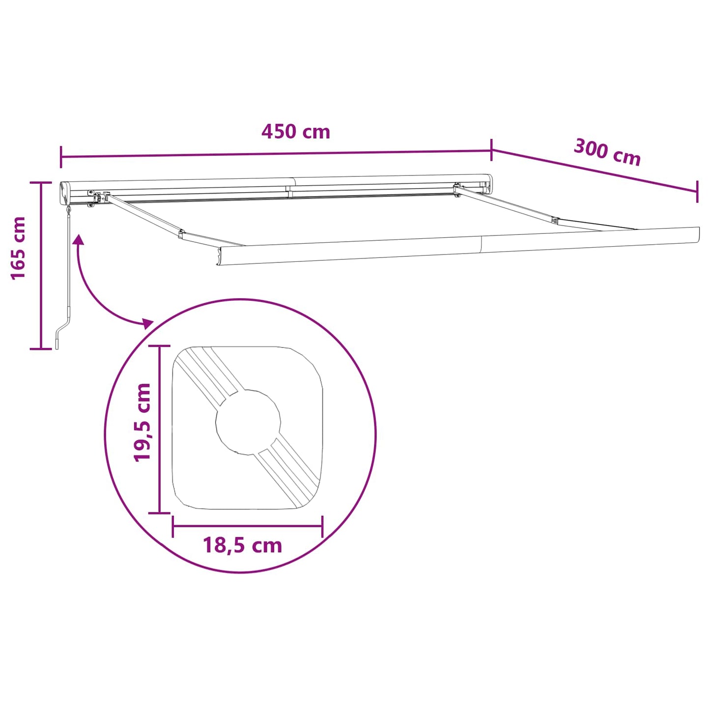 Behúzható napellenző Világosszürke és fehér 450 × 300 cm