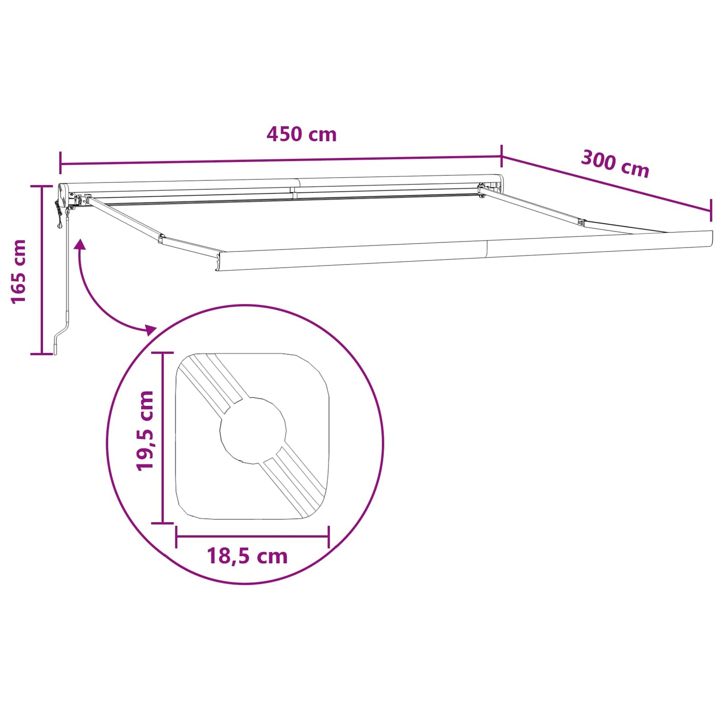 Napernyő Homokszín 450 × 300 cm Pamut és Alumínium