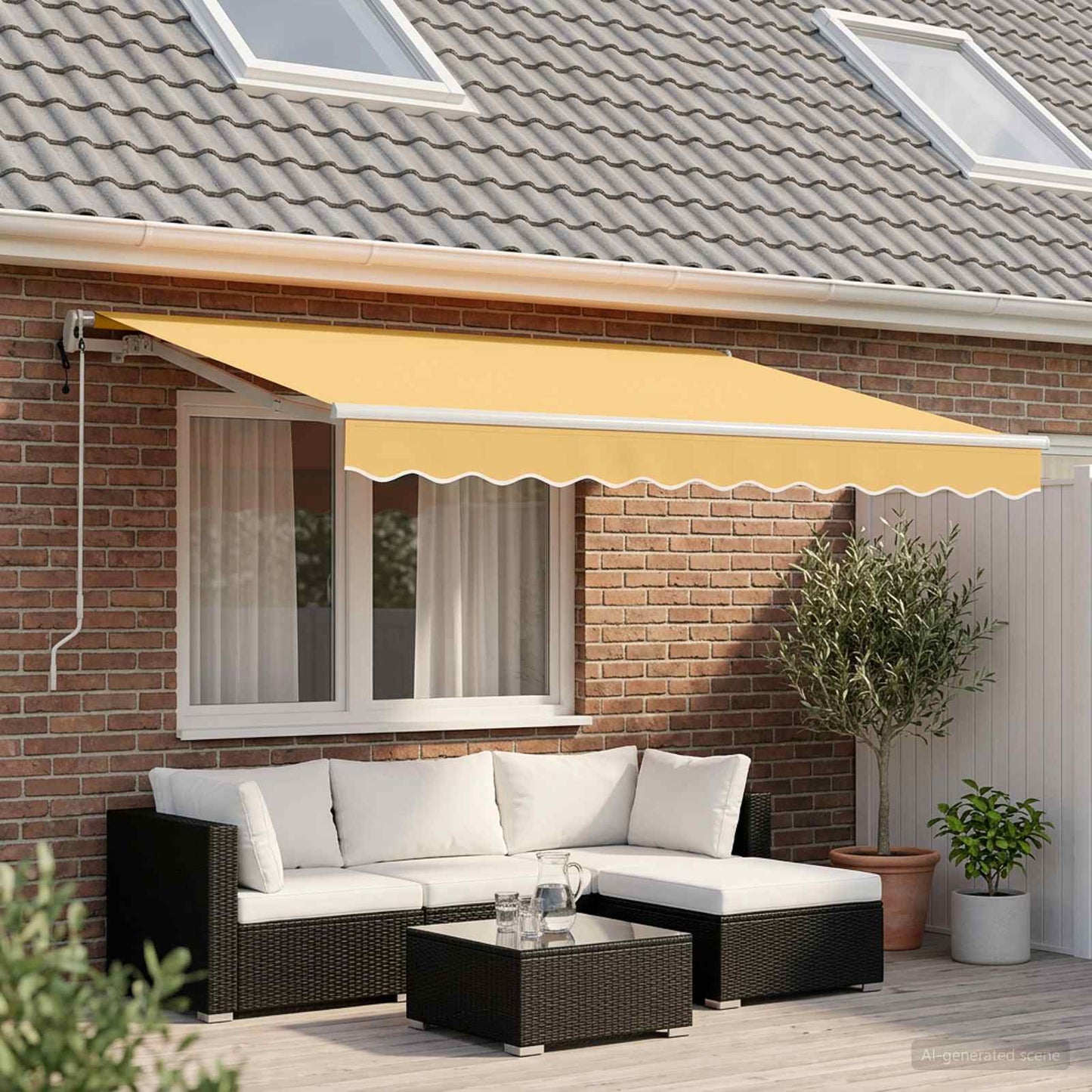 Behúzható napellenző Homokszín 450 × 350 cm Szövet és Alumínium