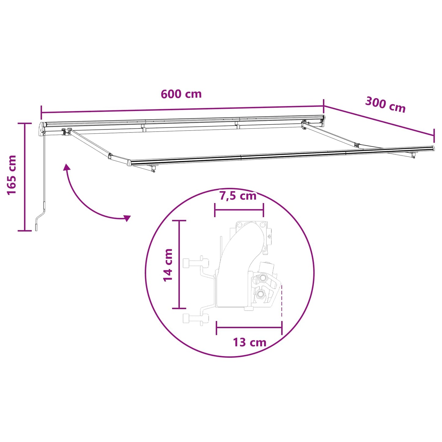 Behúzható napellenző Homokszín 600 cm