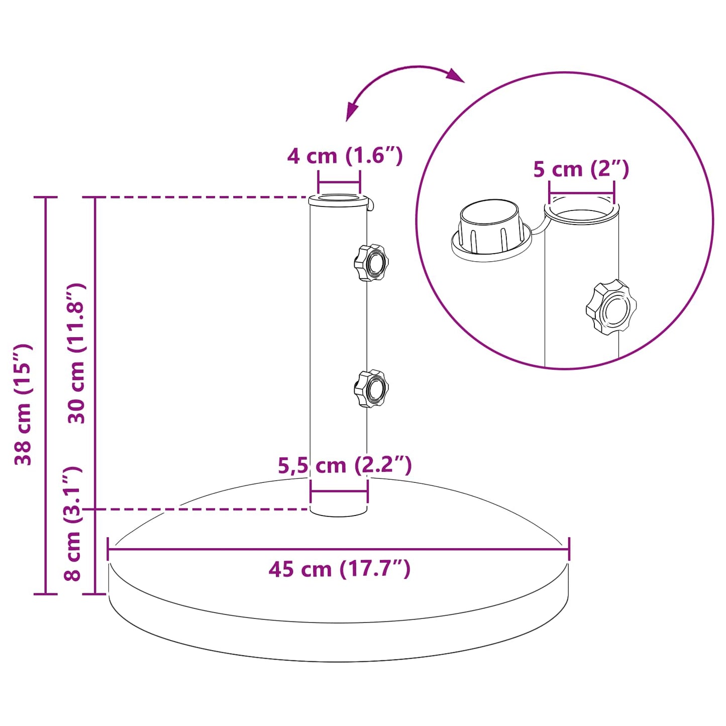 Parasol alap 40-50 mm-es oszlophoz 26.45 kg Szürke