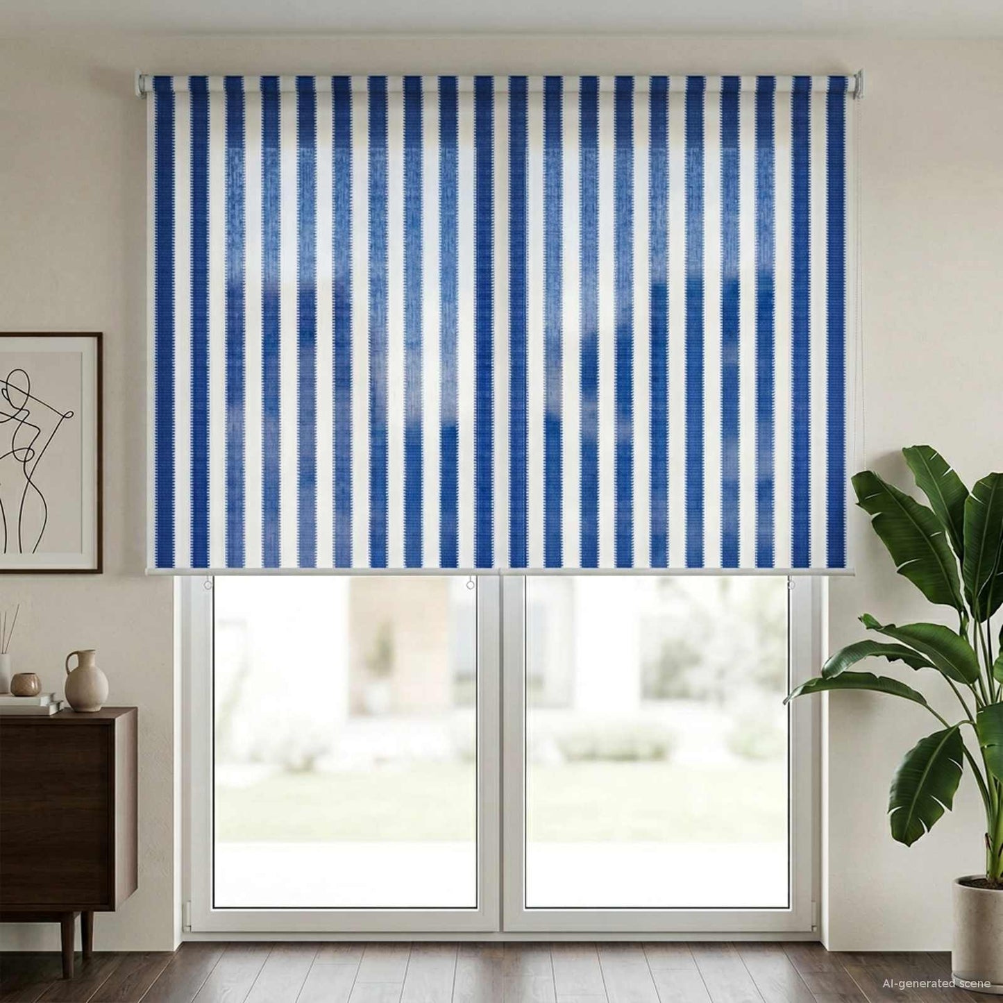 Kültéri Roló 90% UV Blokkolás Kék és Fehér Csíkos 160 x 230 cm