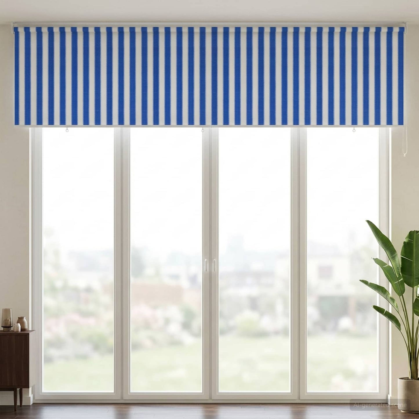 Kültéri Roló 90% UV Blokkolás Kék és Fehér Csíkos 300 x 230 cm