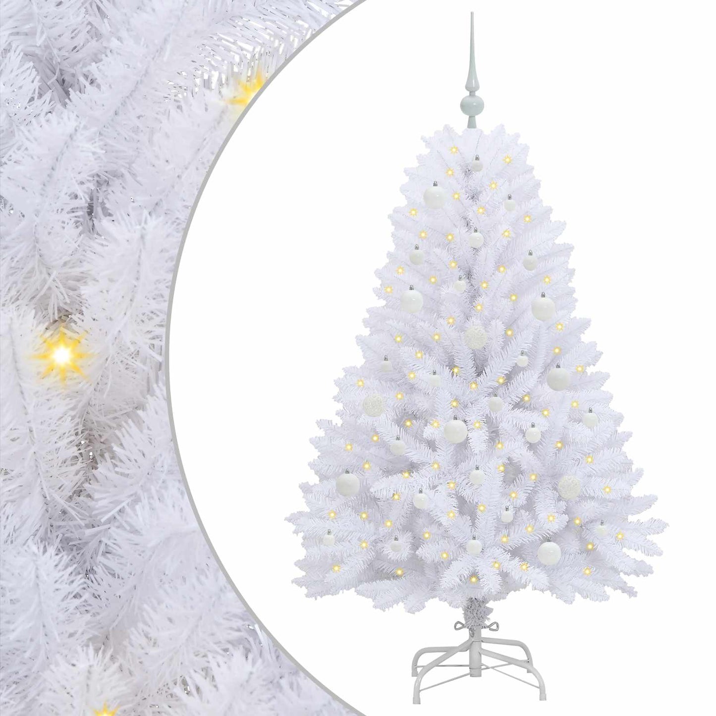 Műanyag Hajtogatós Karácsonyfa Fehér 150 cm PVC és Acél
