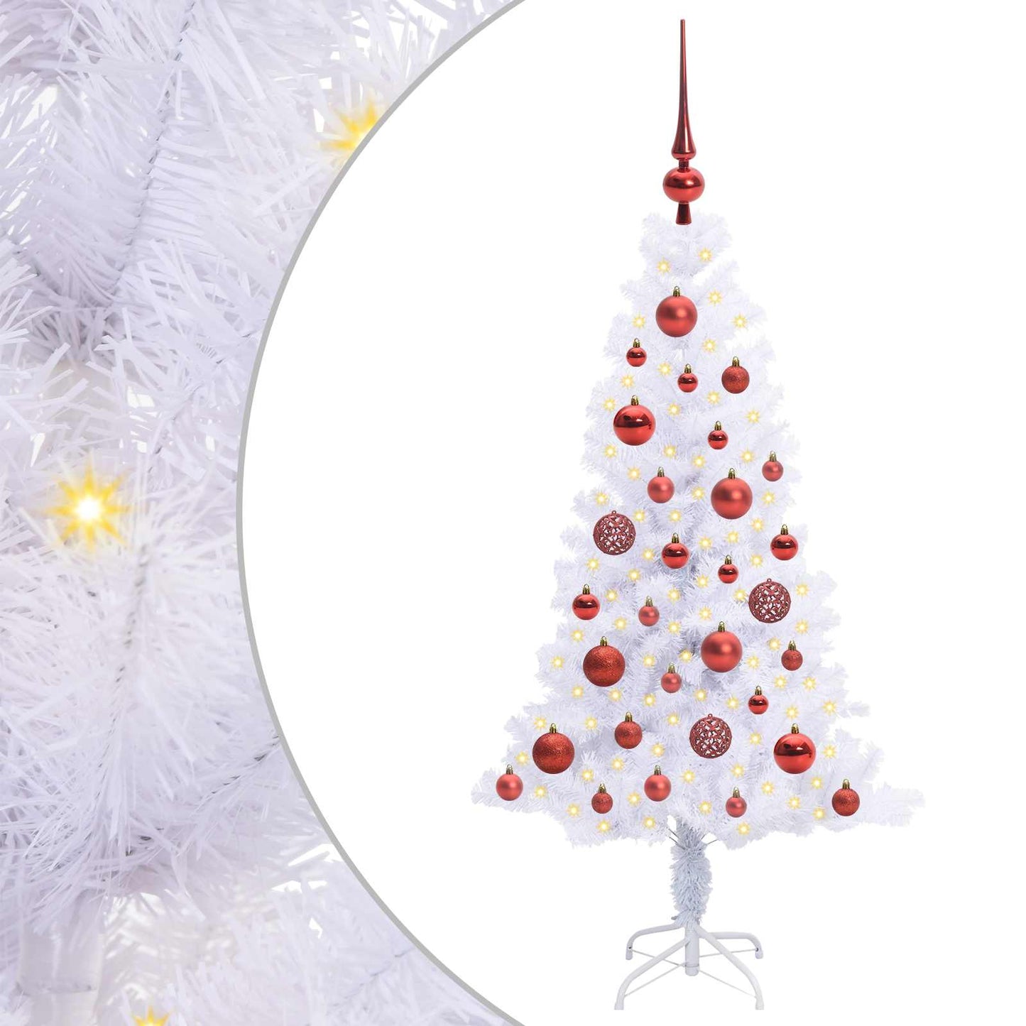 Mű karácsonyfa 150 LED-del állvánnyal Fehér 120 cm PVC és Acél