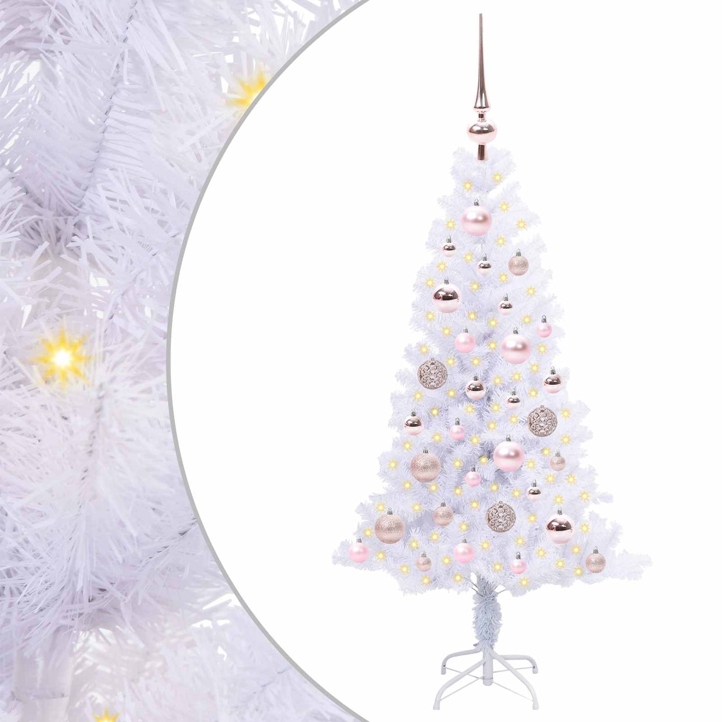 Mű karácsonyfa 150 LED-del állvánnyal Fehér 120 cm PVC és Acél