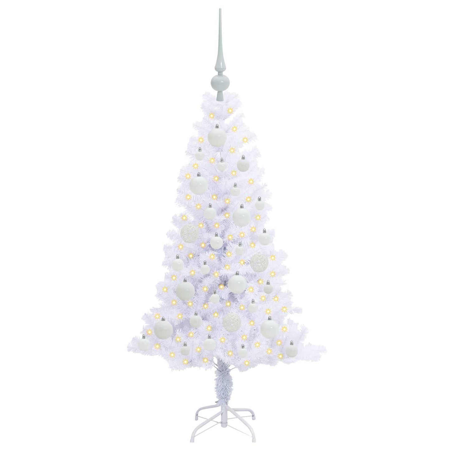 Mű karácsonyfa 150 LED-del állvánnyal Fehér 120 cm PVC és Acél