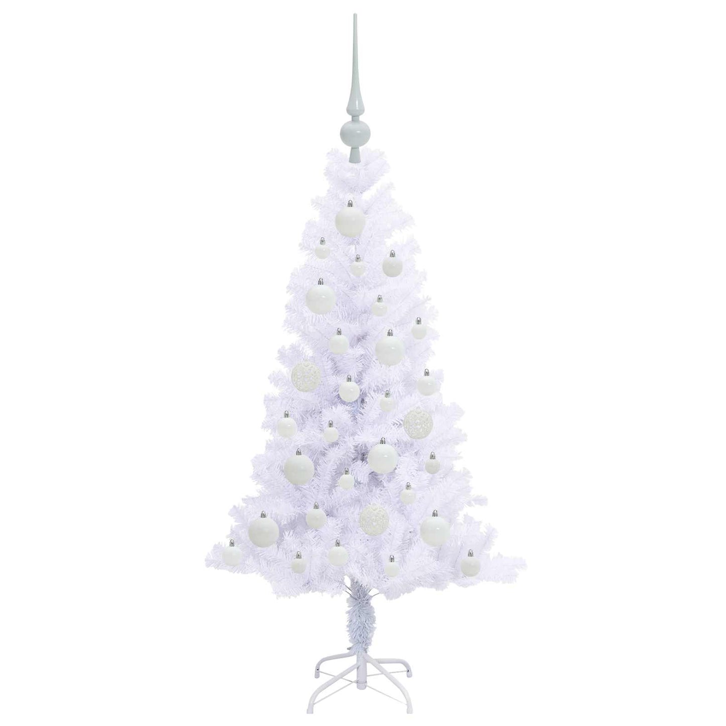 Mű karácsonyfa 150 LED-del állvánnyal Fehér 120 cm PVC és Acél