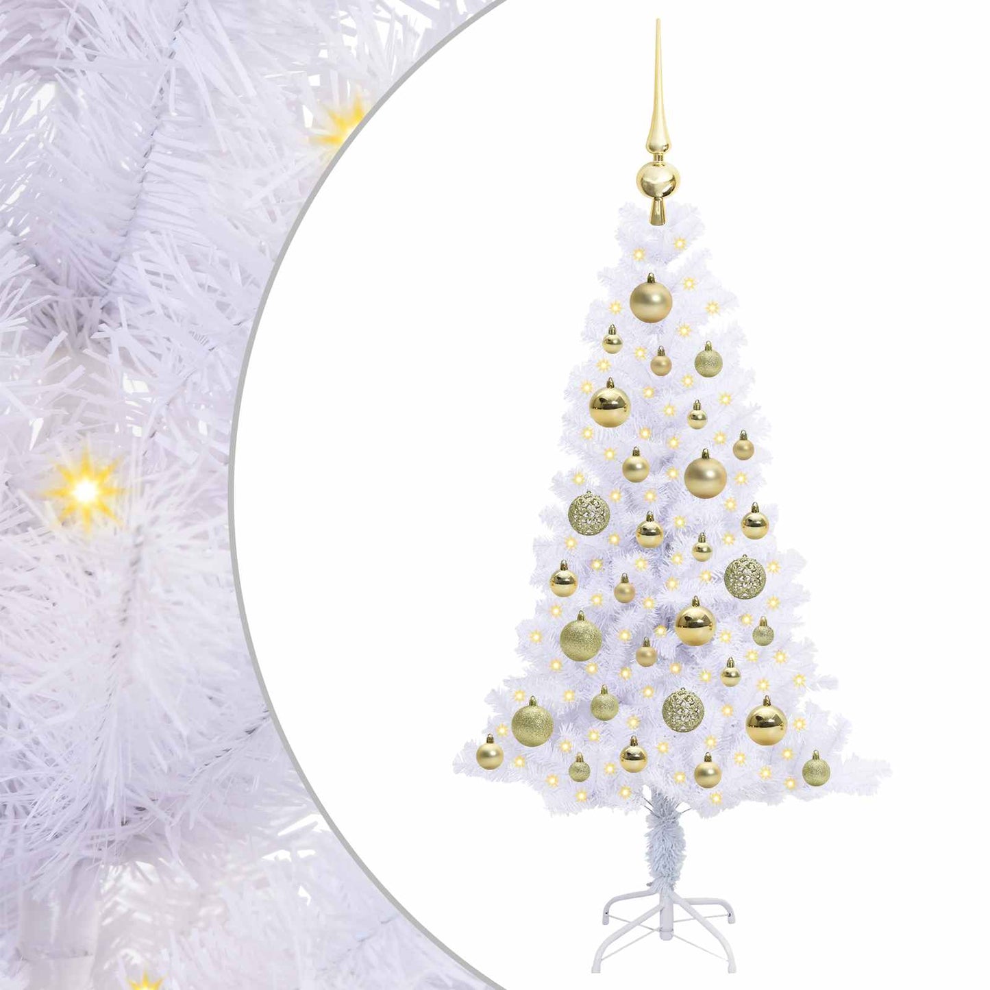 Mű karácsonyfa 150 LED-del állvánnyal Fehér 120 cm PVC és Acél