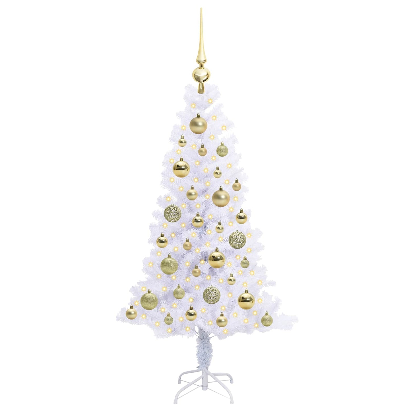 Mű karácsonyfa 150 LED-del állvánnyal Fehér 120 cm PVC és Acél