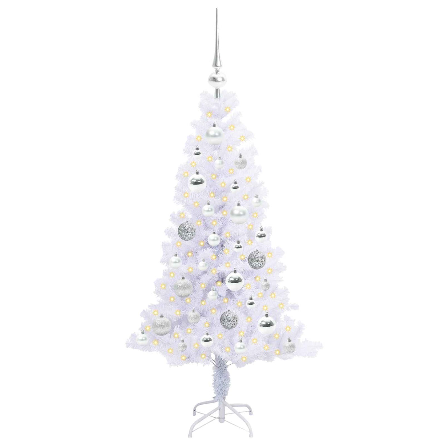 Mű karácsonyfa 150 LED-del állvánnyal Fehér 120 cm PVC és Acél