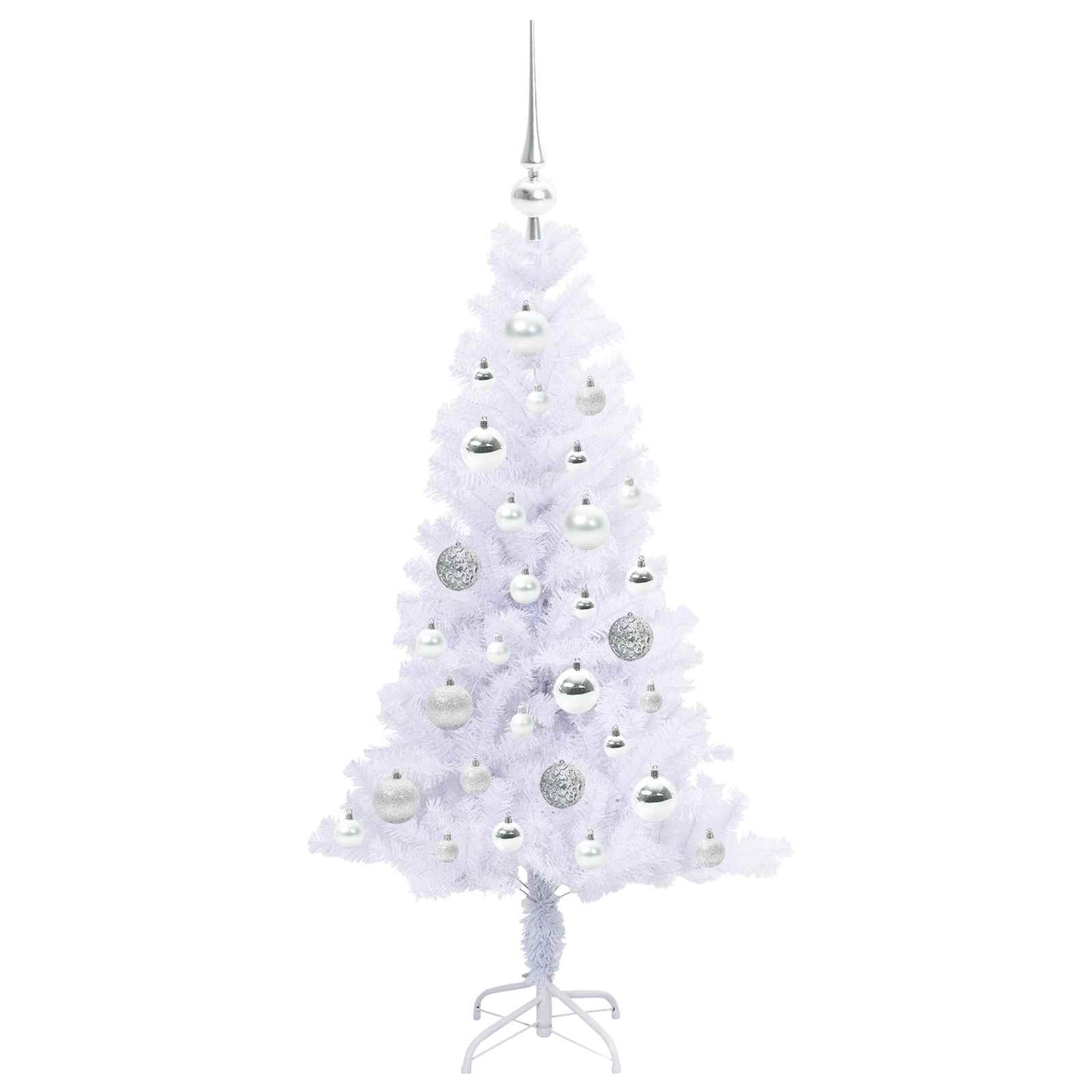 Mű karácsonyfa 150 LED-del állvánnyal Fehér 120 cm PVC és Acél