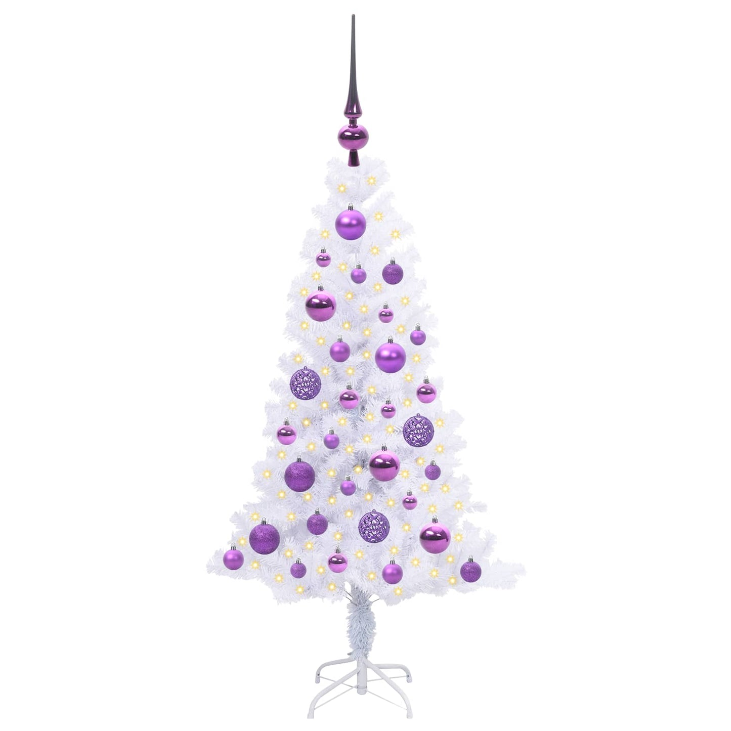 Mű karácsonyfa 150 LED-del állvánnyal Fehér 120 cm PVC és Acél