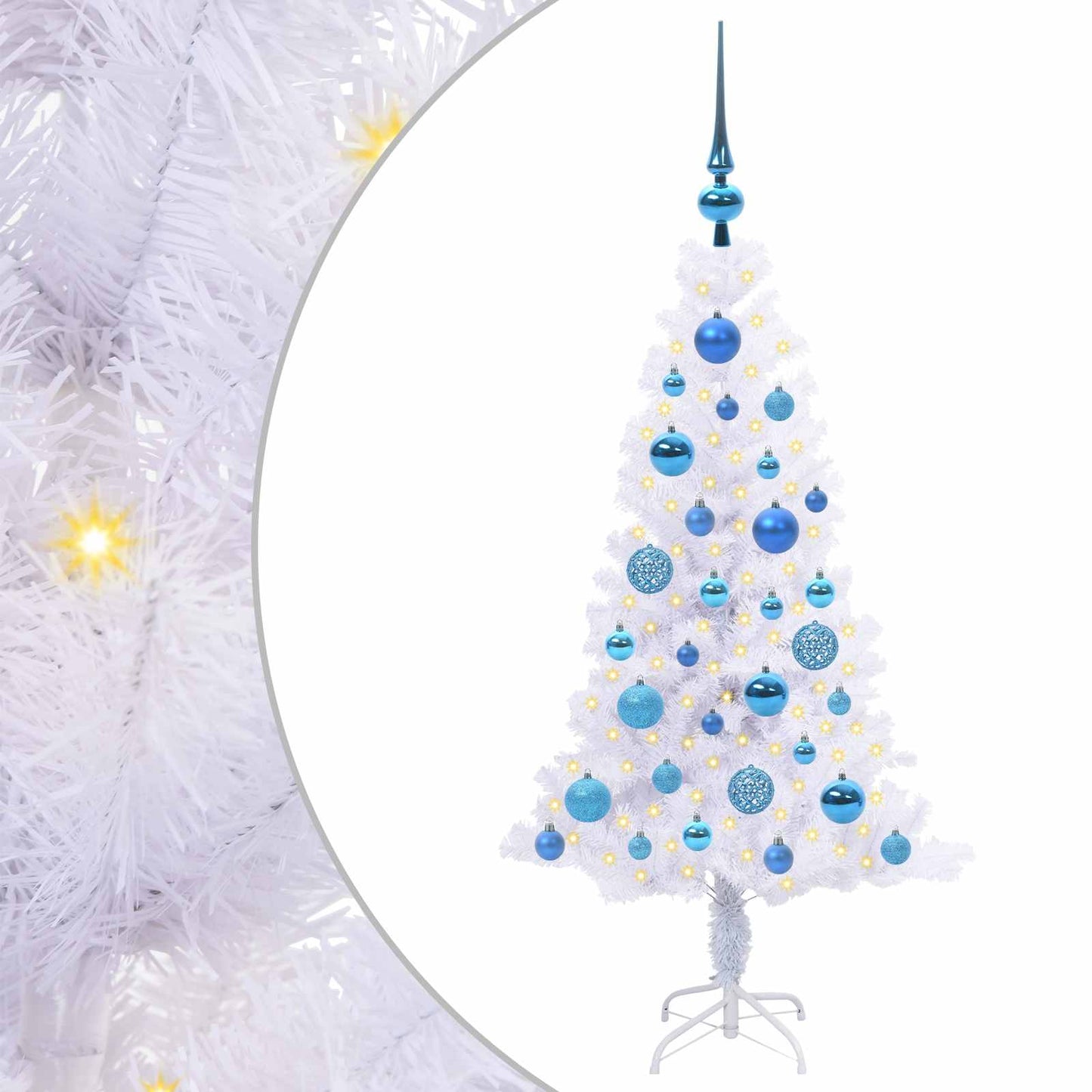Mű karácsonyfa 150 LED-del állvánnyal Fehér 120 cm PVC és Acél