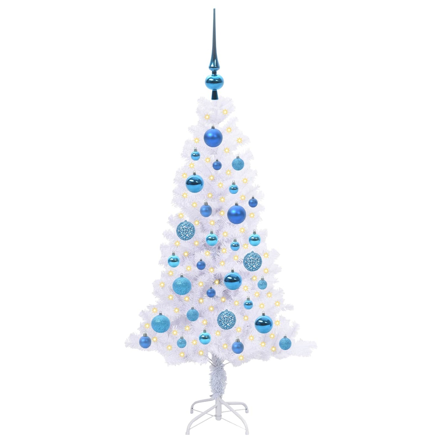 Mű karácsonyfa 150 LED-del állvánnyal Fehér 120 cm PVC és Acél