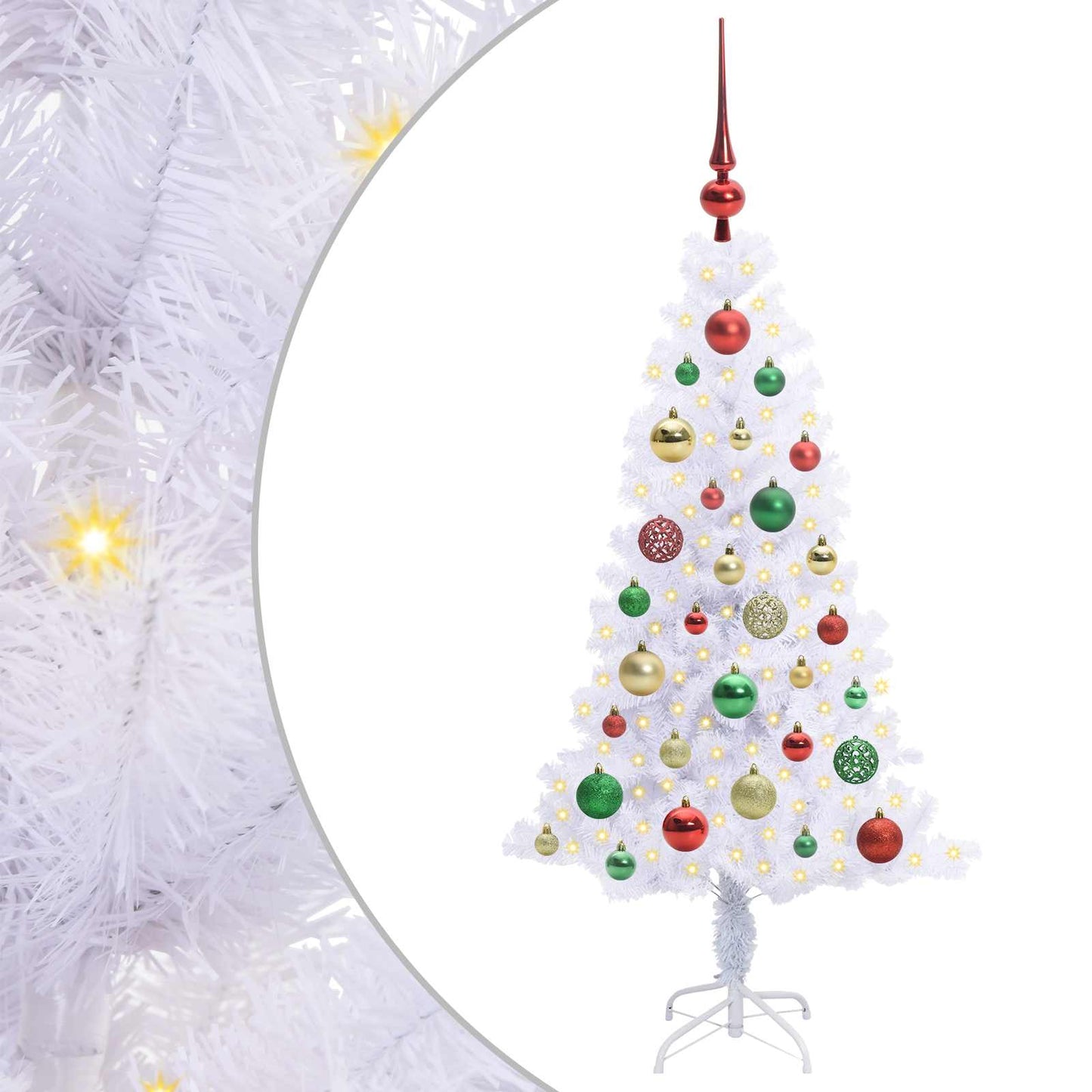 Mű karácsonyfa 150 LED-del állvánnyal Fehér 120 cm PVC és Acél