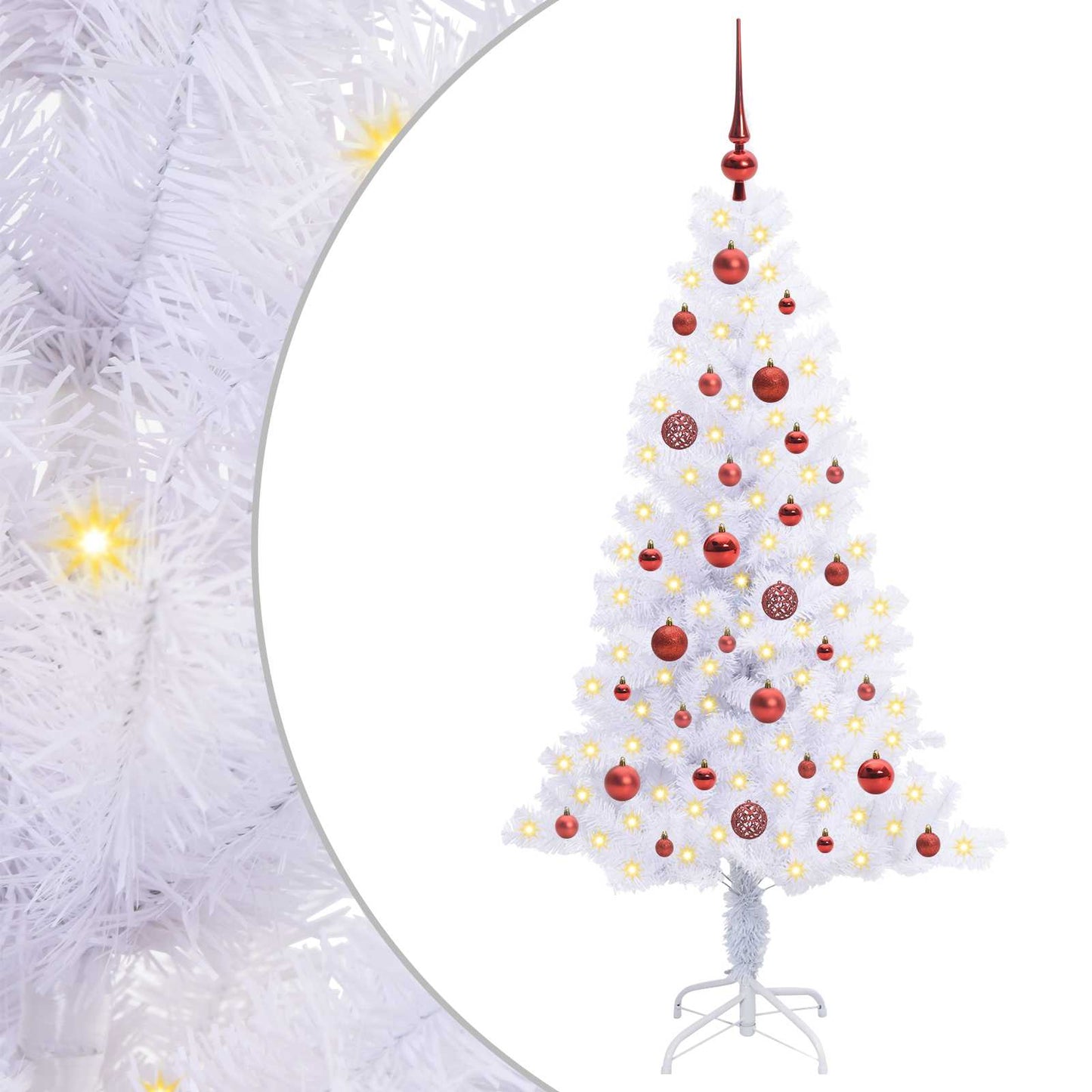 Mű karácsonyfa 150 LED-del állvánnyal Fehér 150 cm PVC és Acél