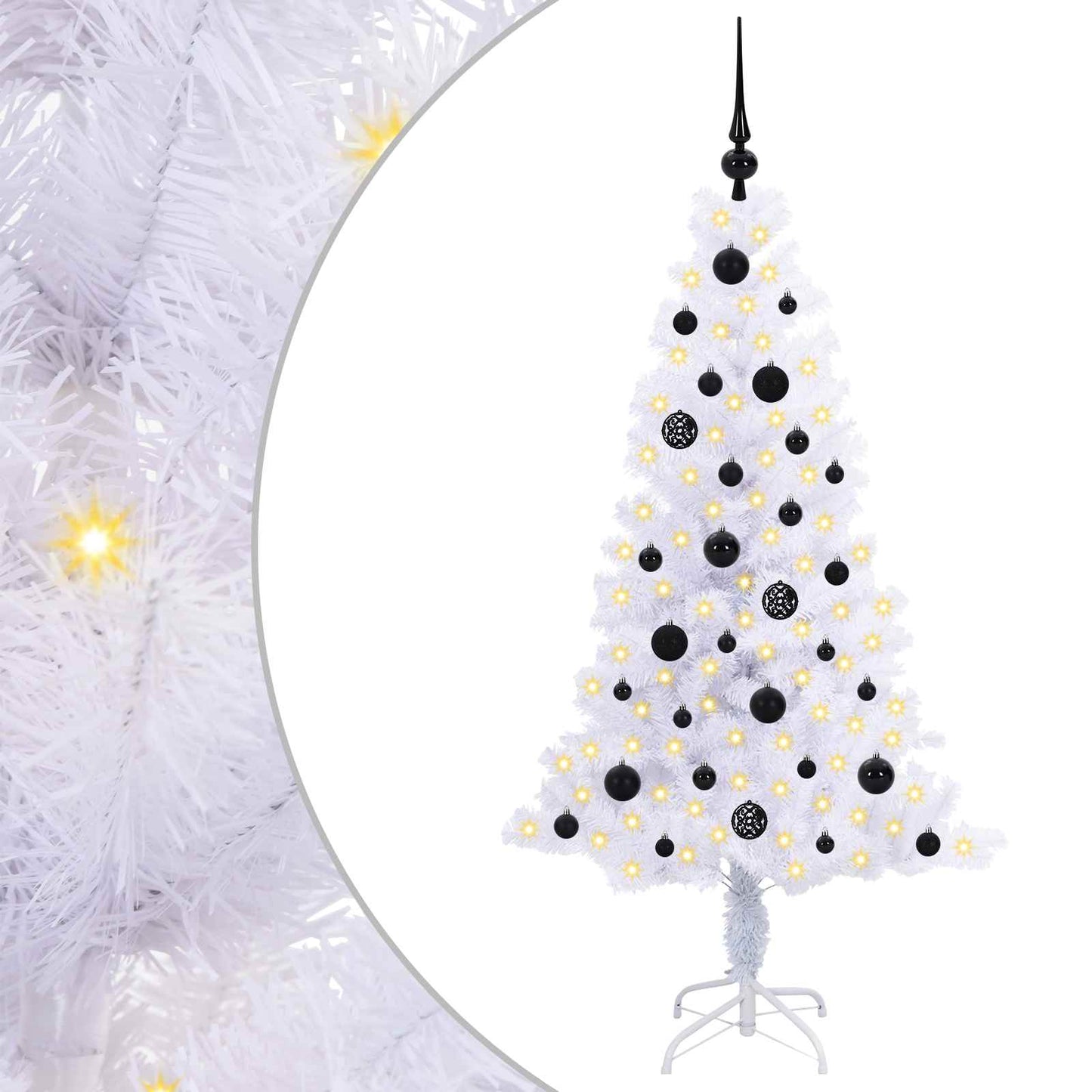 Mű karácsonyfa 150 LED-del állvánnyal Fehér 150 cm PVC és Acél