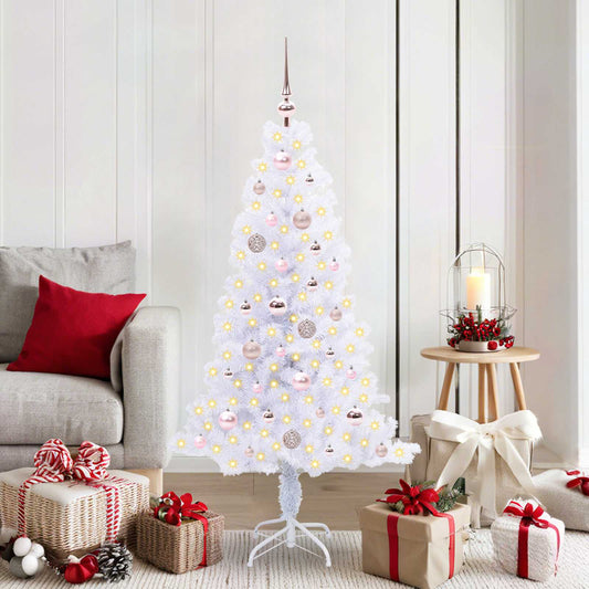 Mű karácsonyfa 150 LED-del állvánnyal Fehér 150 cm PVC és Acél