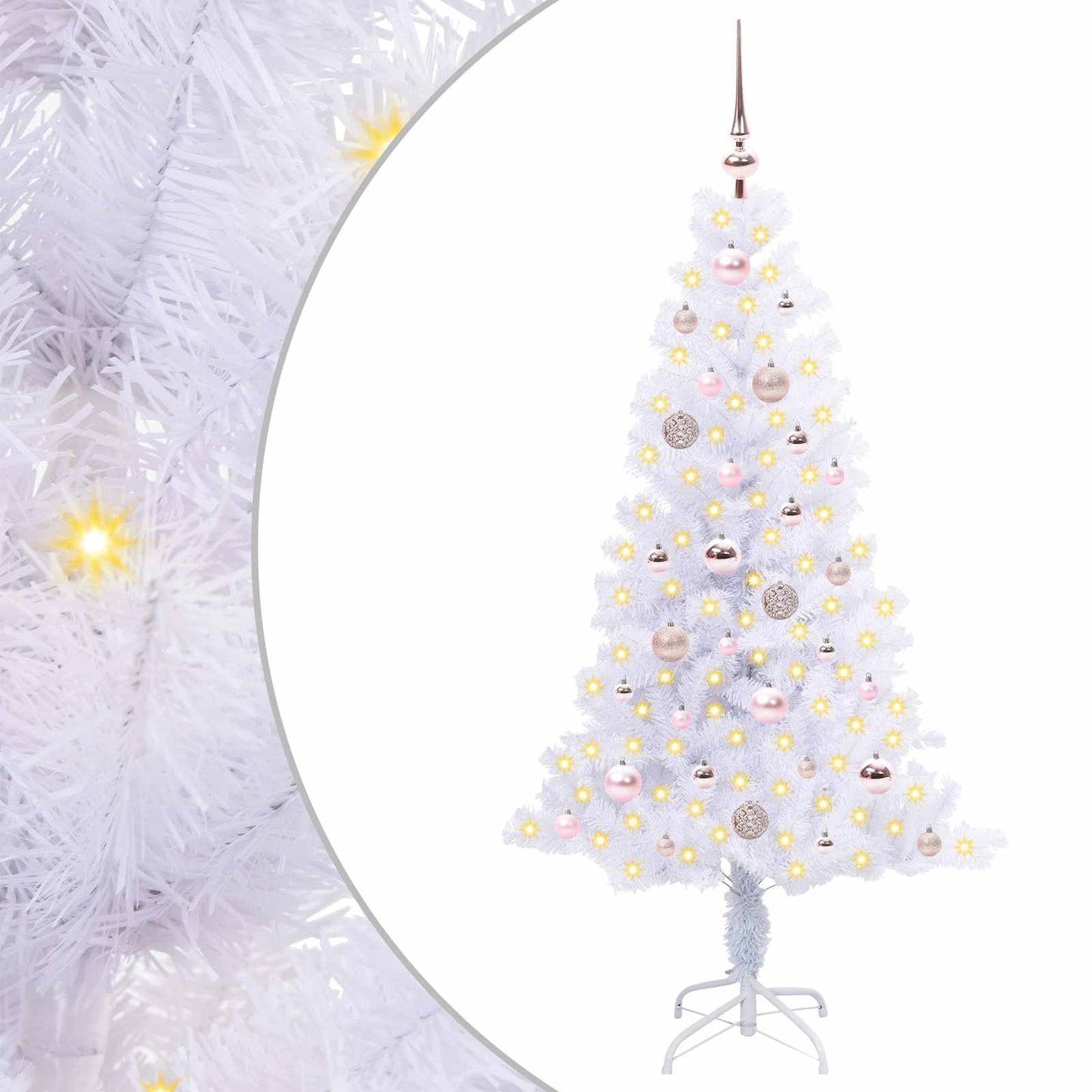 Mű karácsonyfa 150 LED-del állvánnyal Fehér 150 cm PVC és Acél