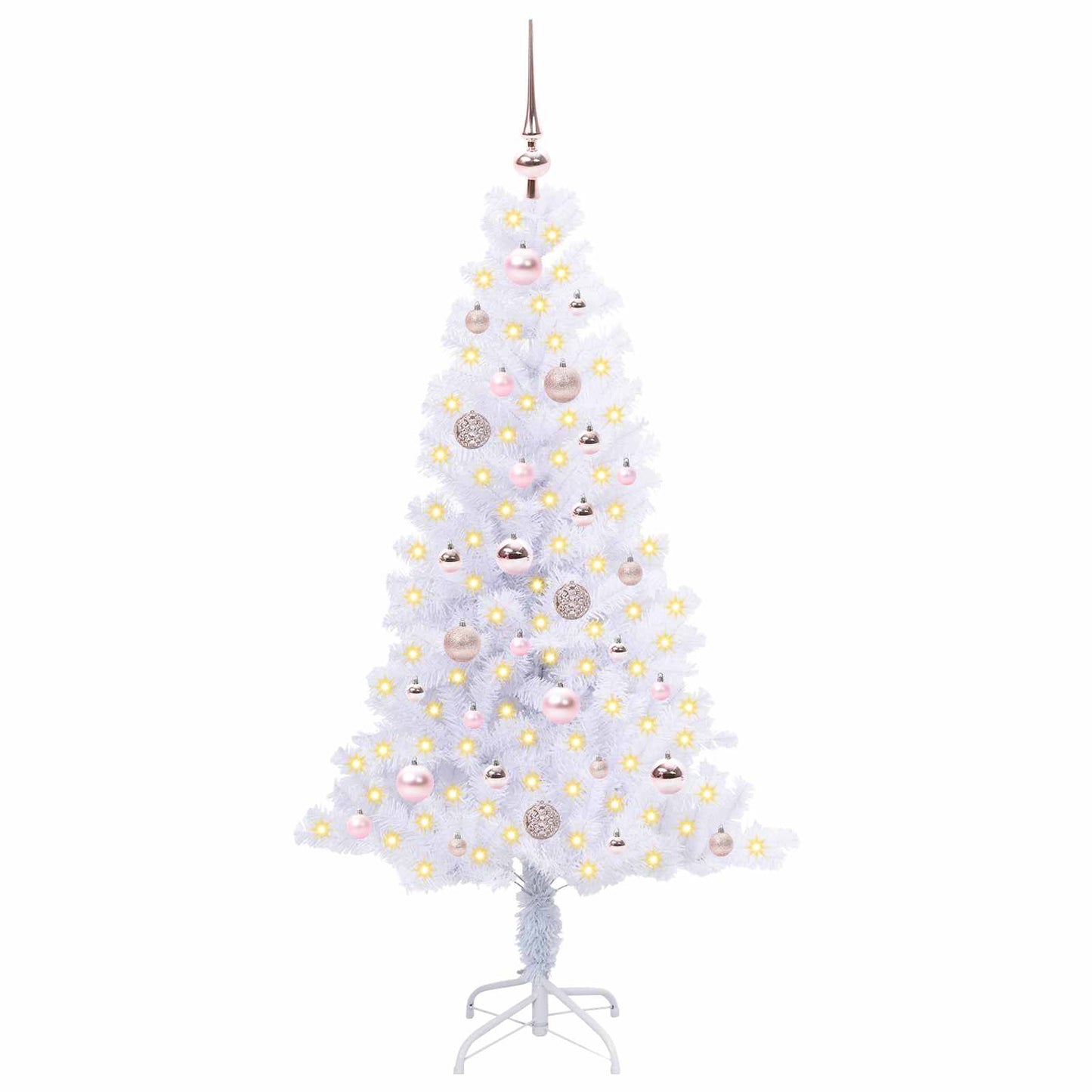 Mű karácsonyfa 150 LED-del állvánnyal Fehér 150 cm PVC és Acél