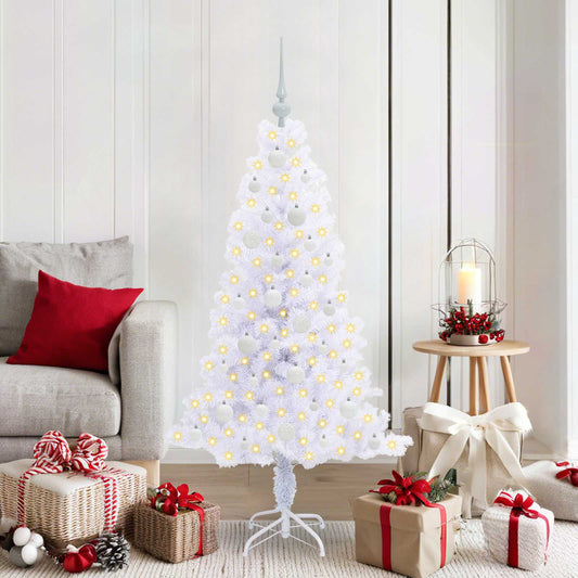 Mű karácsonyfa 150 LED-del állvánnyal Fehér 150 cm PVC és Acél