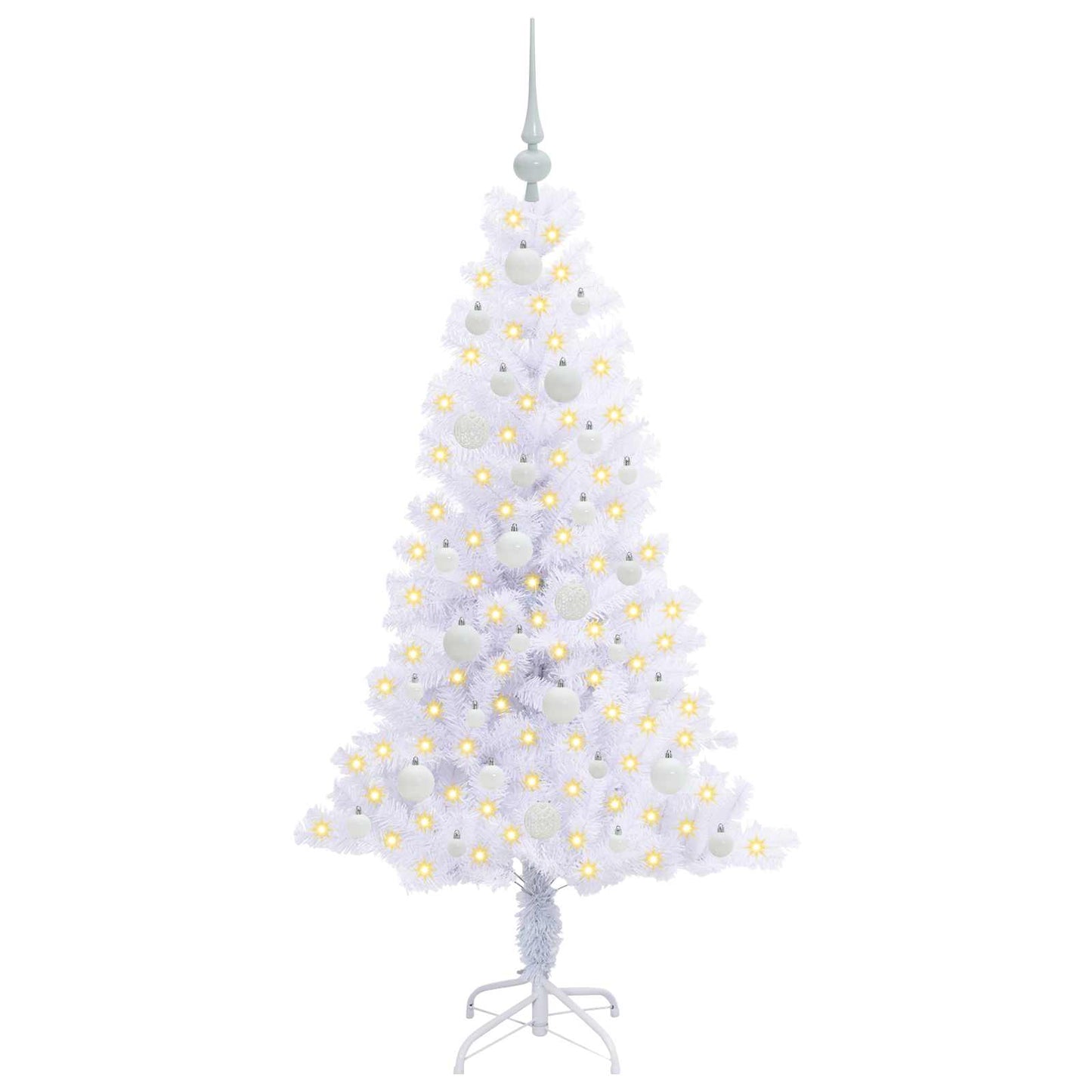 Mű karácsonyfa 150 LED-del állvánnyal Fehér 150 cm PVC és Acél
