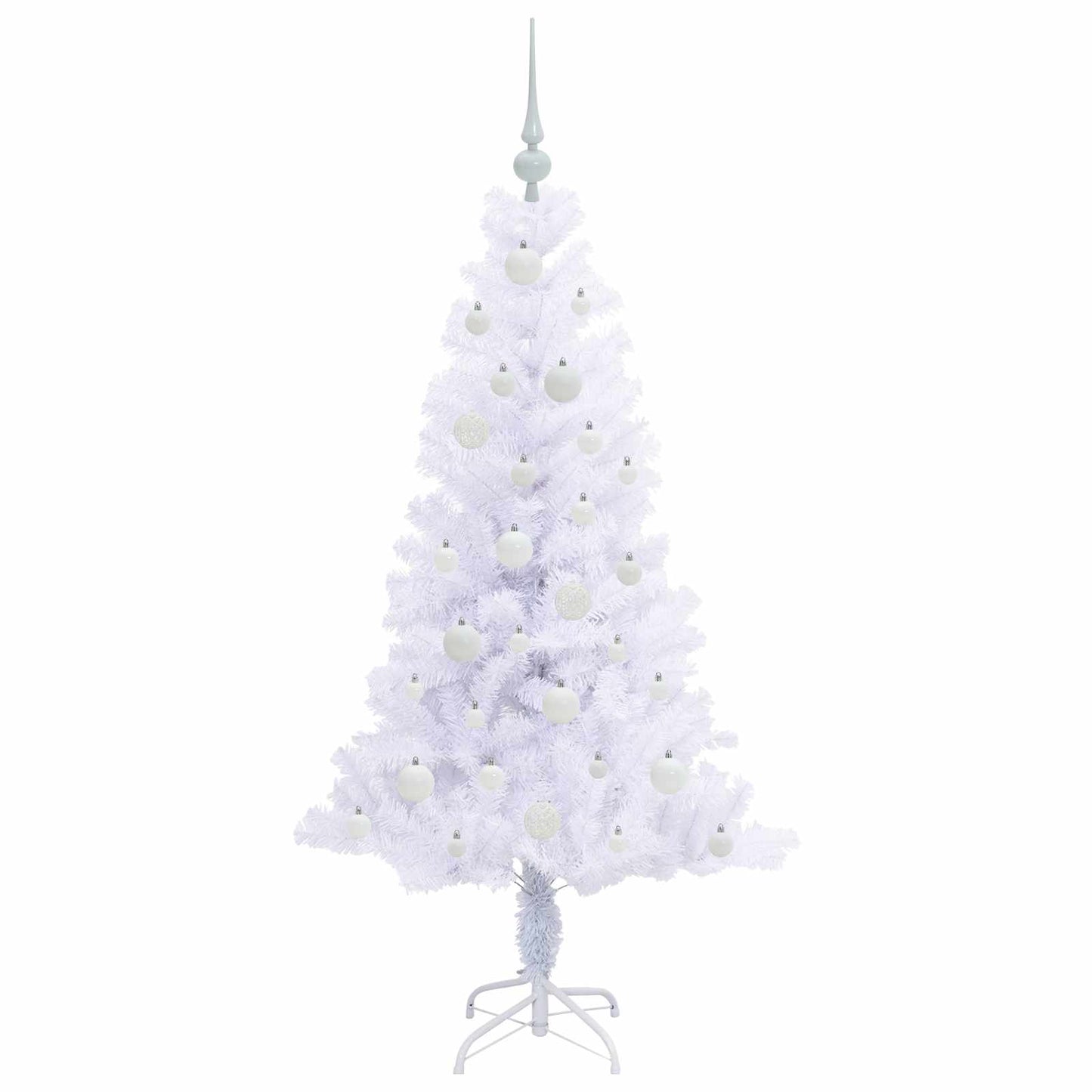 Mű karácsonyfa 150 LED-del állvánnyal Fehér 150 cm PVC és Acél