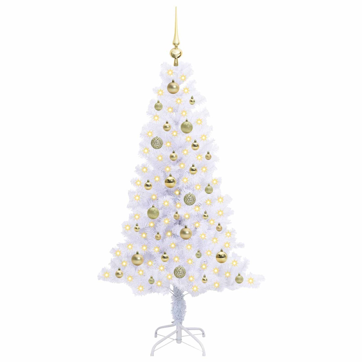 Mű karácsonyfa 150 LED-del állvánnyal Fehér 150 cm PVC és Acél