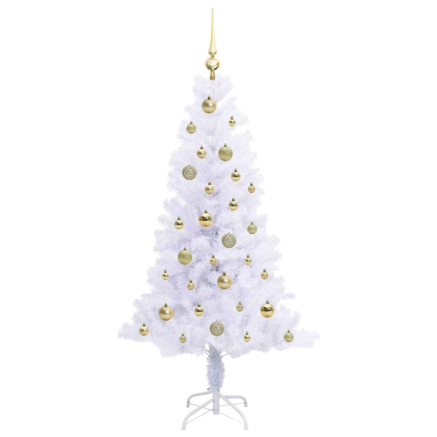 Mű karácsonyfa 150 LED-del állvánnyal Fehér 150 cm PVC és Acél
