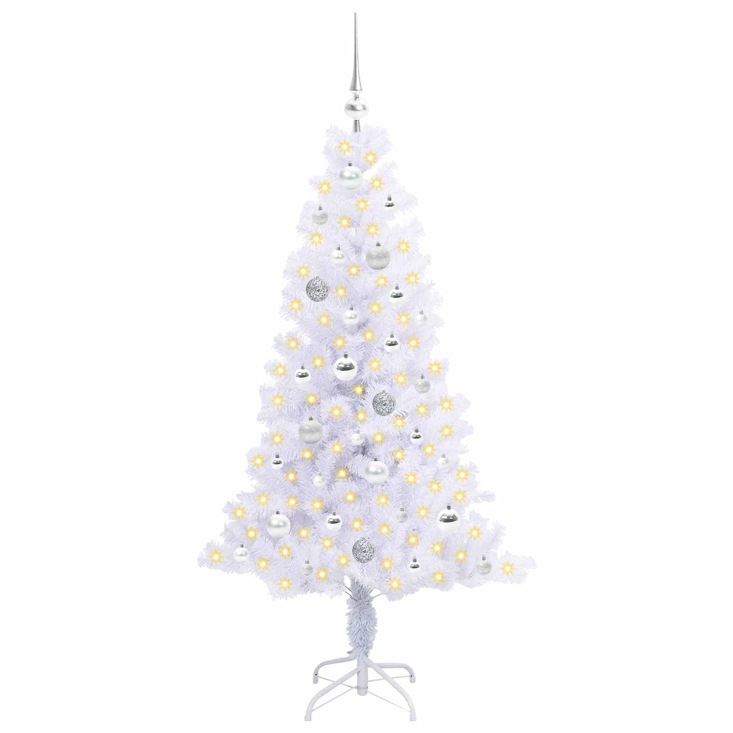 Mű karácsonyfa 150 LED-del állvánnyal Fehér 150 cm PVC és Acél