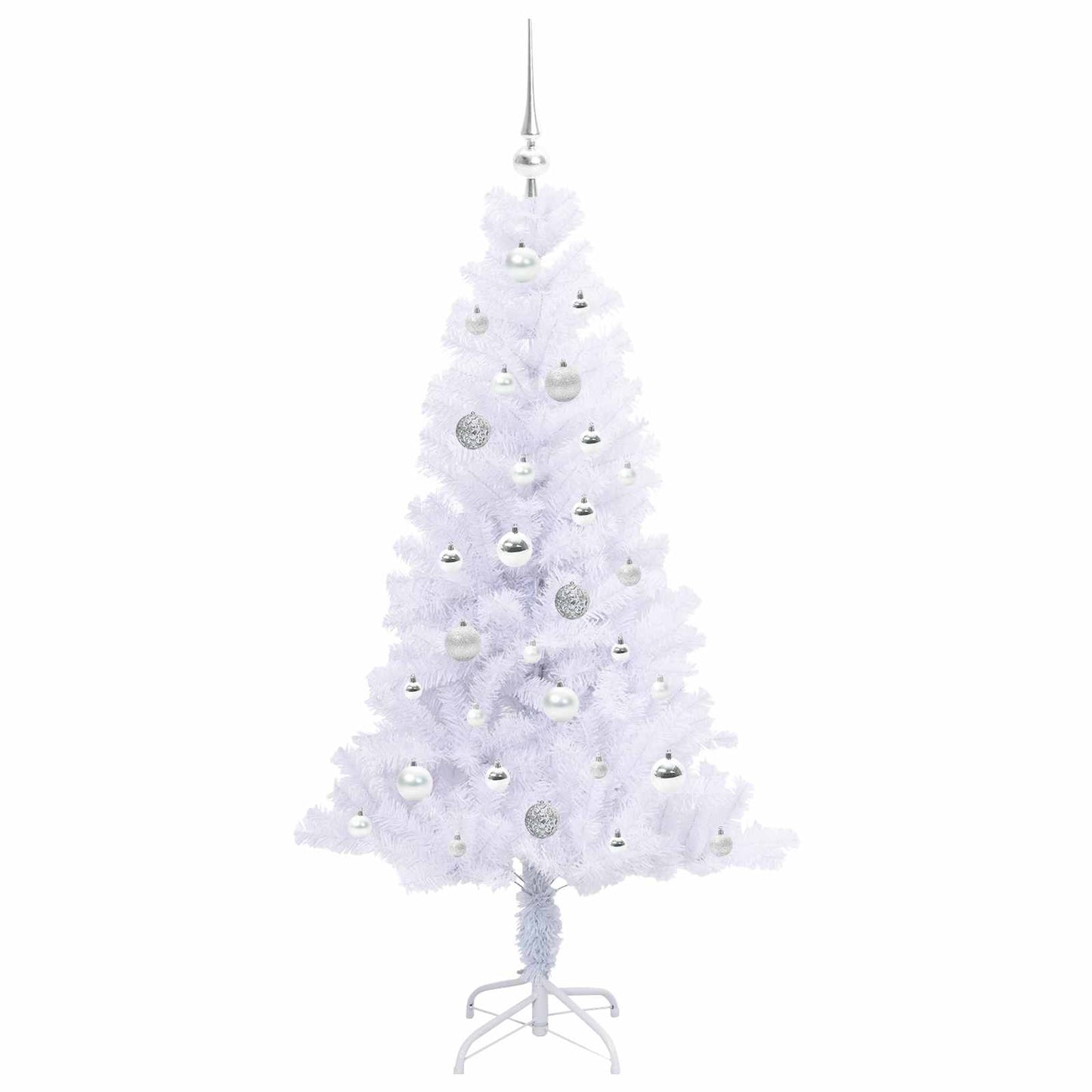 Mű karácsonyfa 150 LED-del állvánnyal Fehér 150 cm PVC és Acél