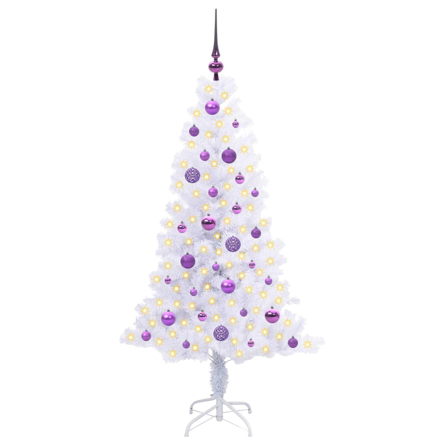 Mű karácsonyfa 150 LED-del állvánnyal Fehér 150 cm PVC és Acél