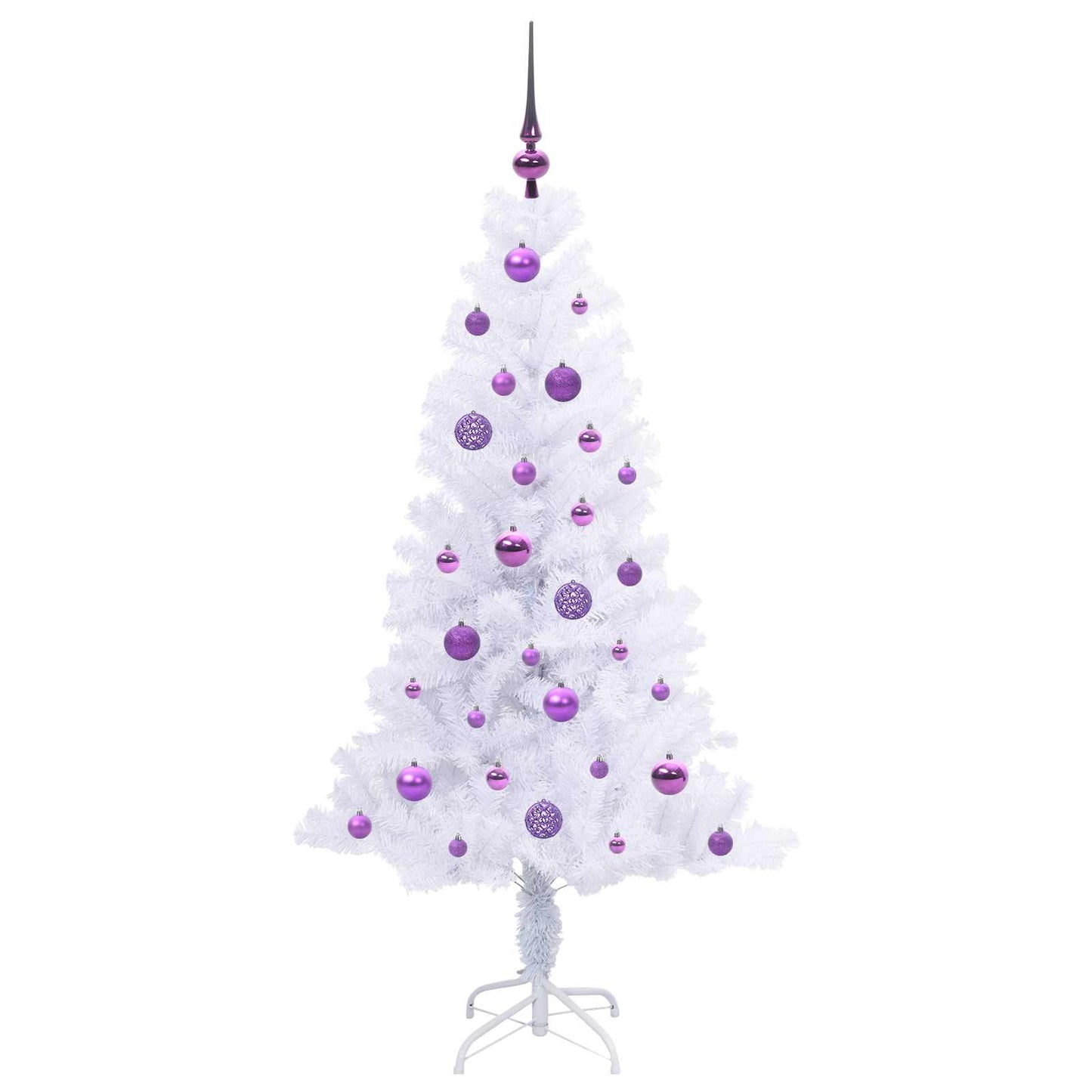 Mű karácsonyfa 150 LED-del állvánnyal Fehér 150 cm PVC és Acél
