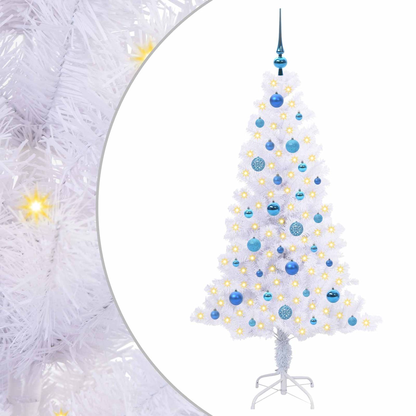 Mű karácsonyfa 150 LED-del állvánnyal Fehér 150 cm PVC és Acél