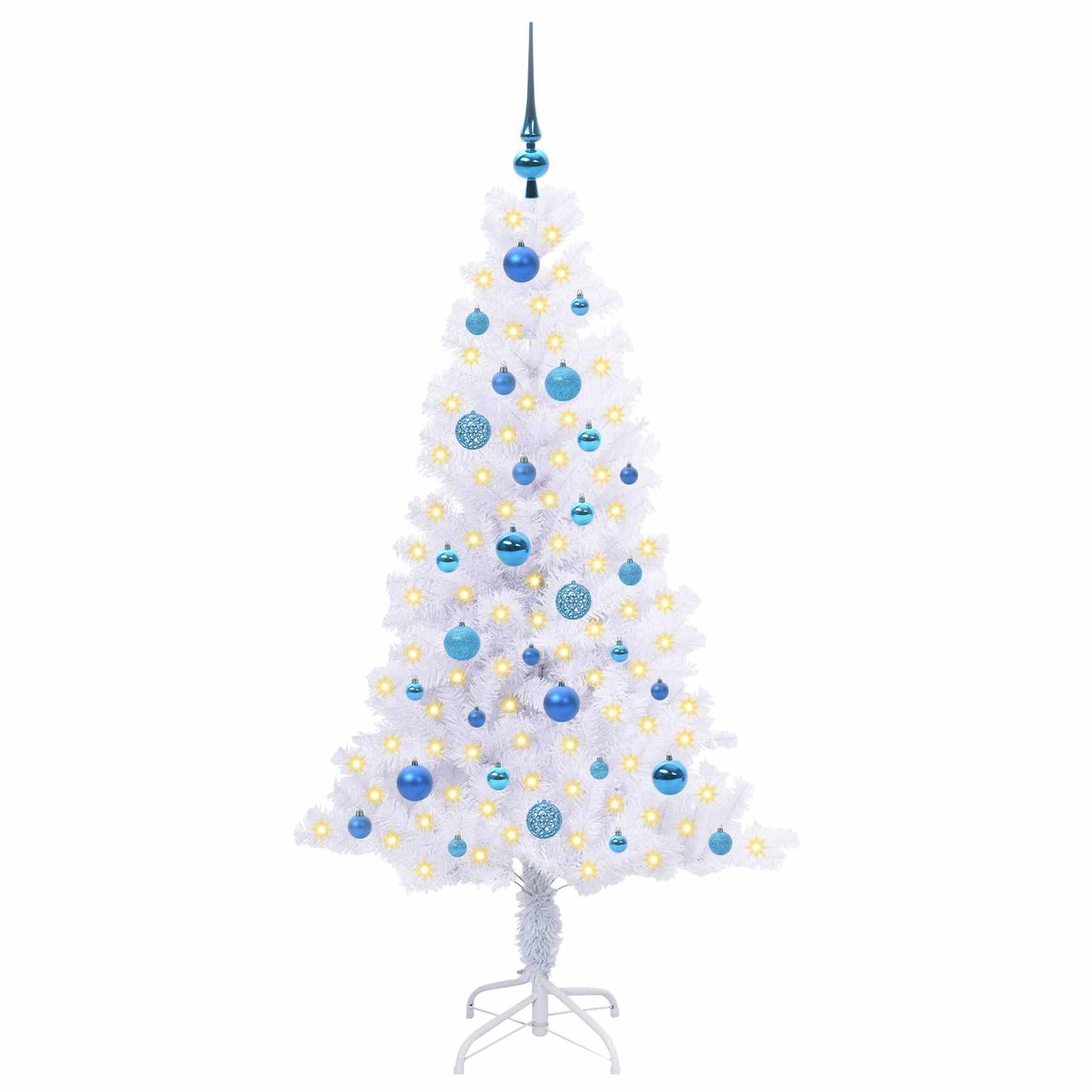 Mű karácsonyfa 150 LED-del állvánnyal Fehér 150 cm PVC és Acél